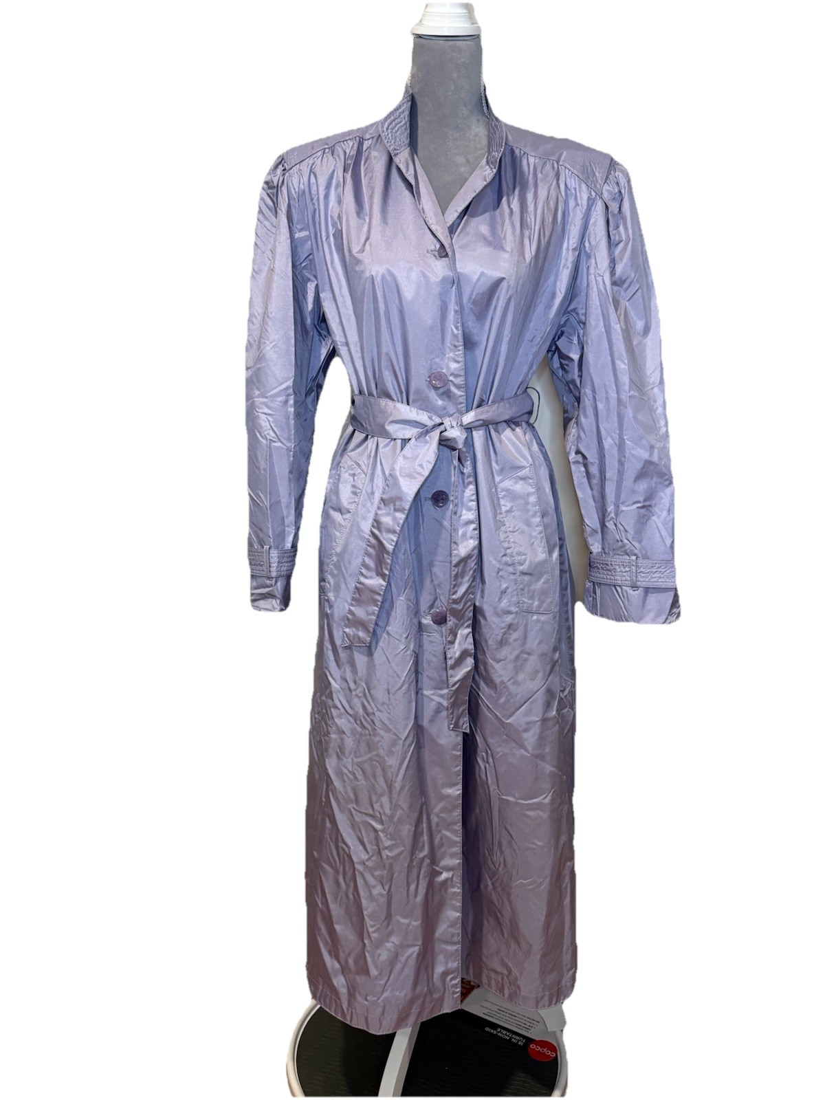 Vintage 80s Trench Coat Lightweight Nylon Women&rsquo;s Rain Jacket Purple Metallic 10