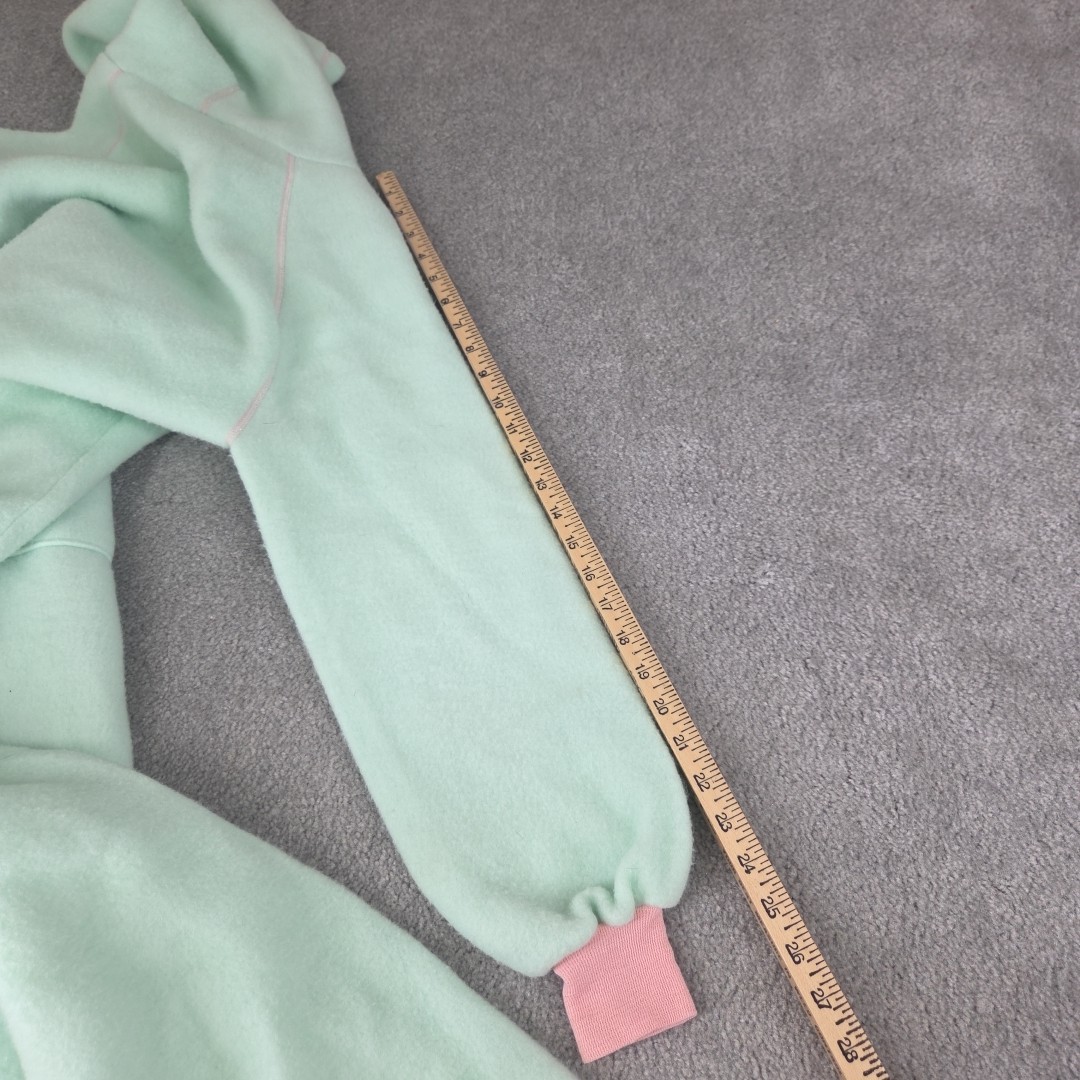 Vtg Medium Zip Pockets Robe/HouseCoat Sears Mint Green Fleece Hooded Pj&rsquo;s Soft