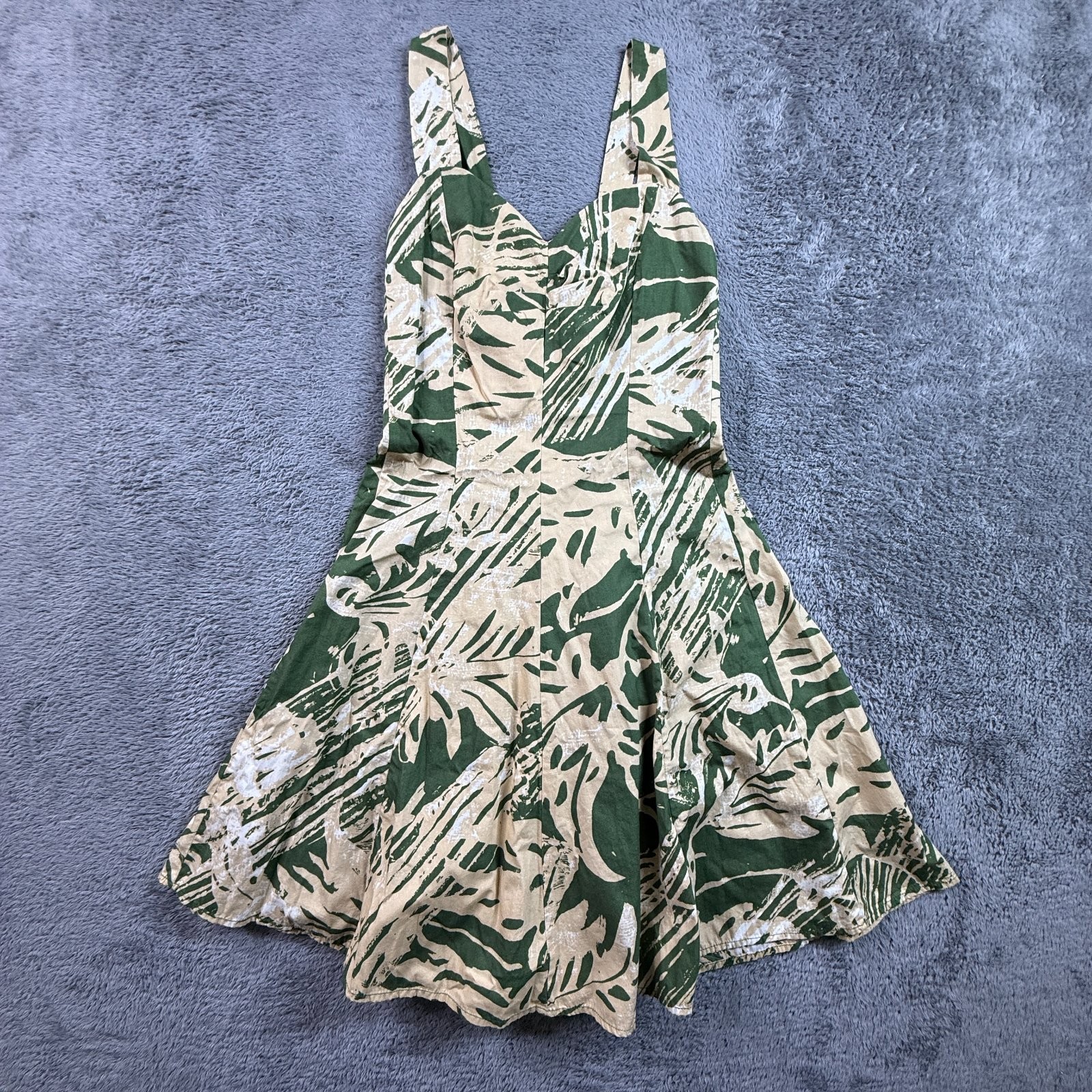 VTG Hilo Hattie&rsquo;s Made in Hawaii Tropical Sundress Green Smocked Waist Women S