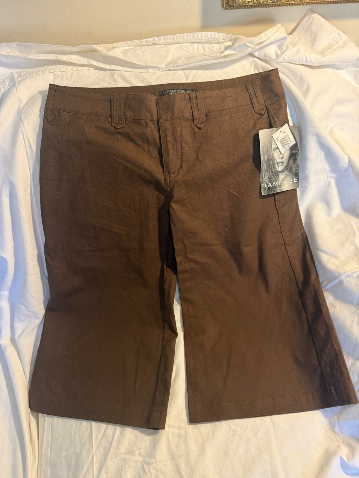 VTG 90S Rampage Sz11 NWTS Brown wide leg Cropped gaucho Shorts Rare Hippie capri