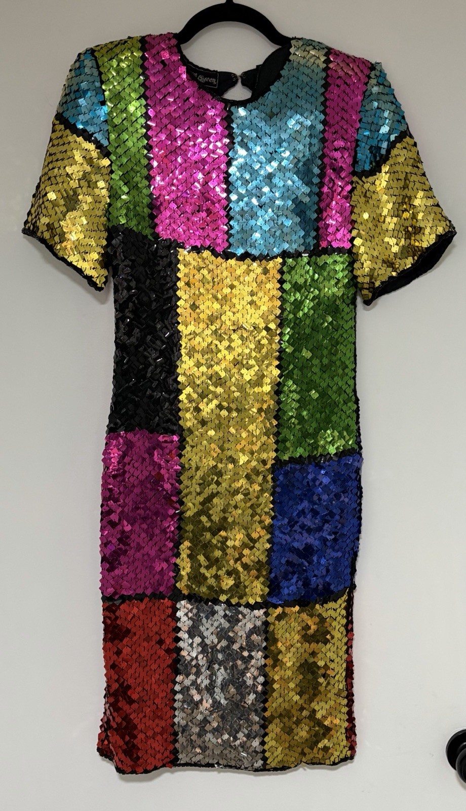 Vintage Jewel Queen Women’s Colorful Sequins Silk Dress Size Small NWT 1980s