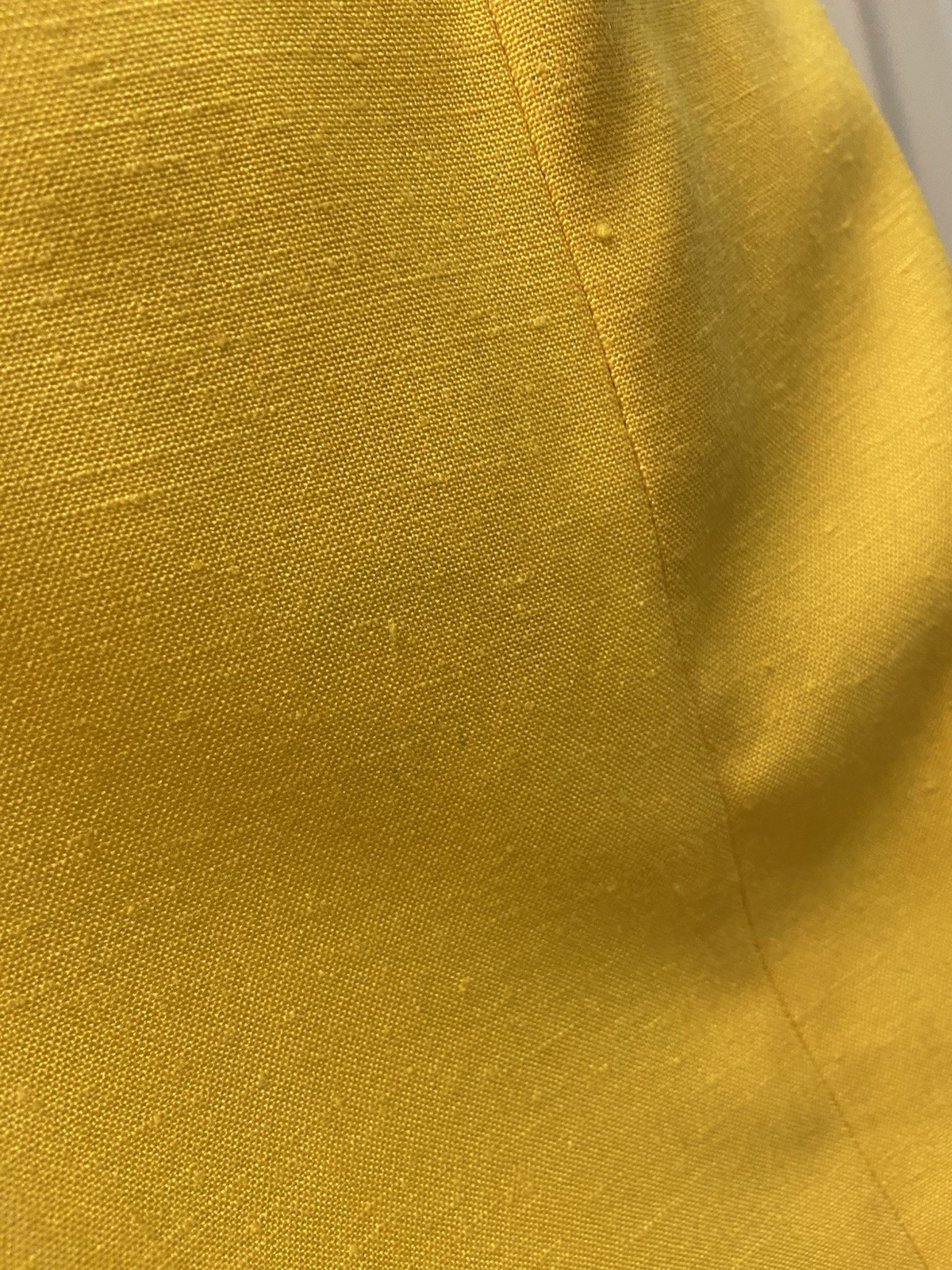 Vintage 80s Pierre Balmain Yellow Linen Power Dress Women’s M-L Made in France