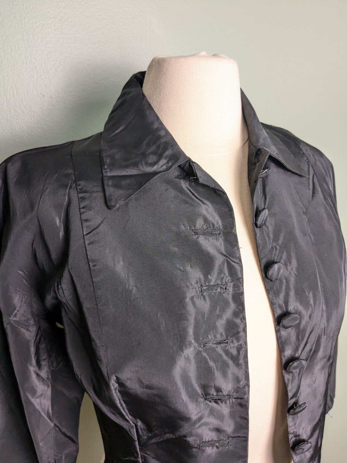 Vintage Possible Antique Black Hourglass Waist Jacket Wounded Bird