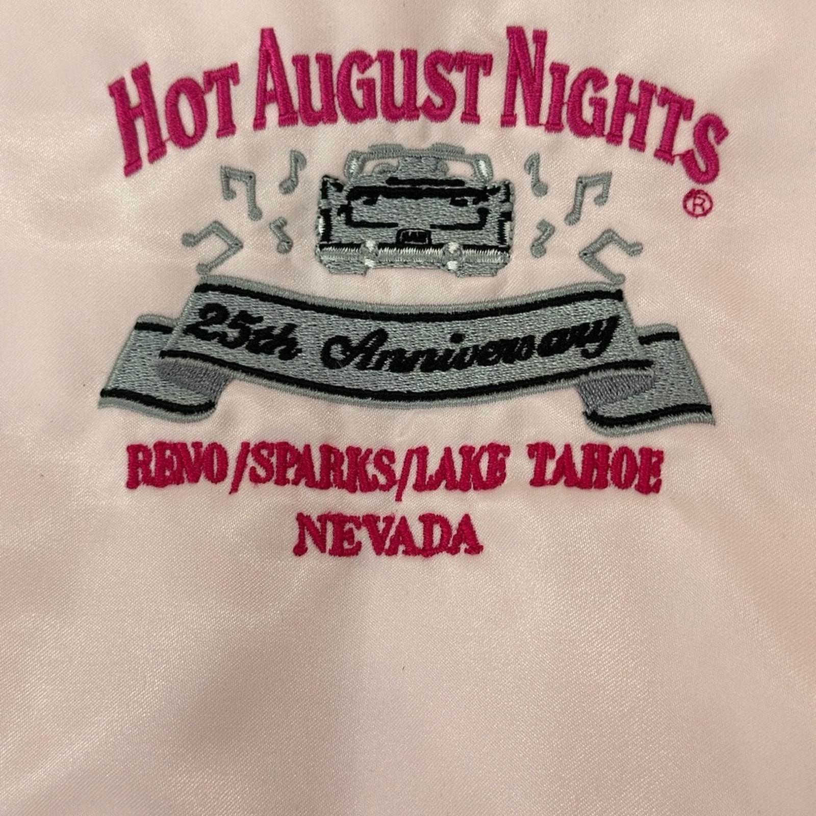 Hot August Nights Satin Bomber Jacket Pink 25th Anniversary size medium