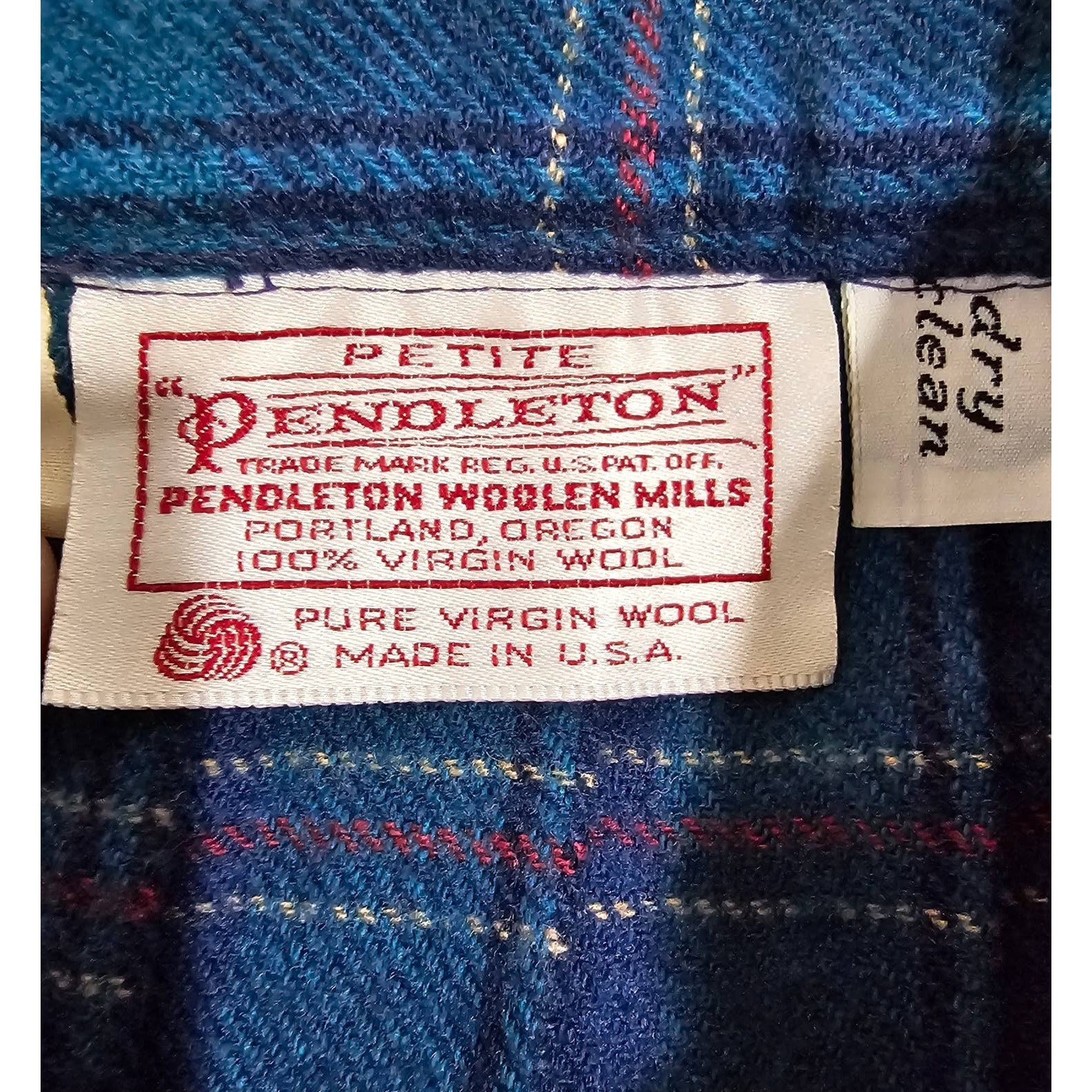 Pendleton Vintage 80s Skirt Womens Small 100% Virgin Wool Blue Plaid A-Line