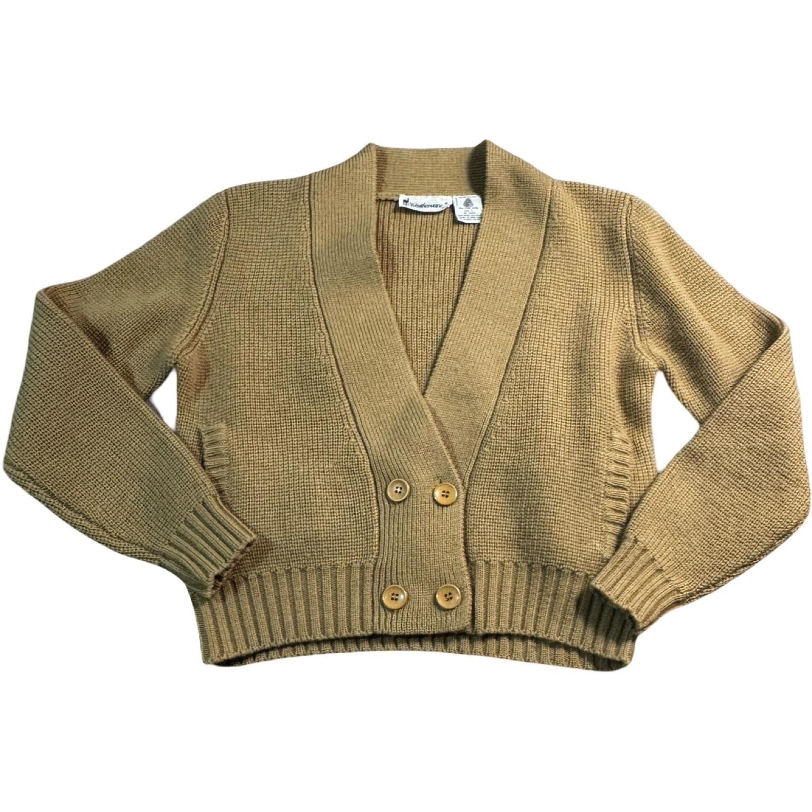 Weathervane Cardigan Sweater Women&rsquo;s L Tan Vintage Raffi Wool Double Breasted