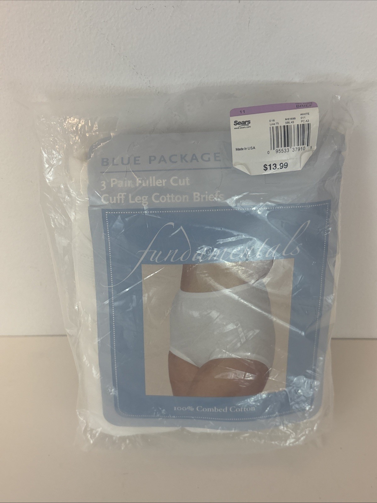 New Vintage Fundamental 3 Pair Cotton Briefs Size 11 Panties Sears NOS Granny