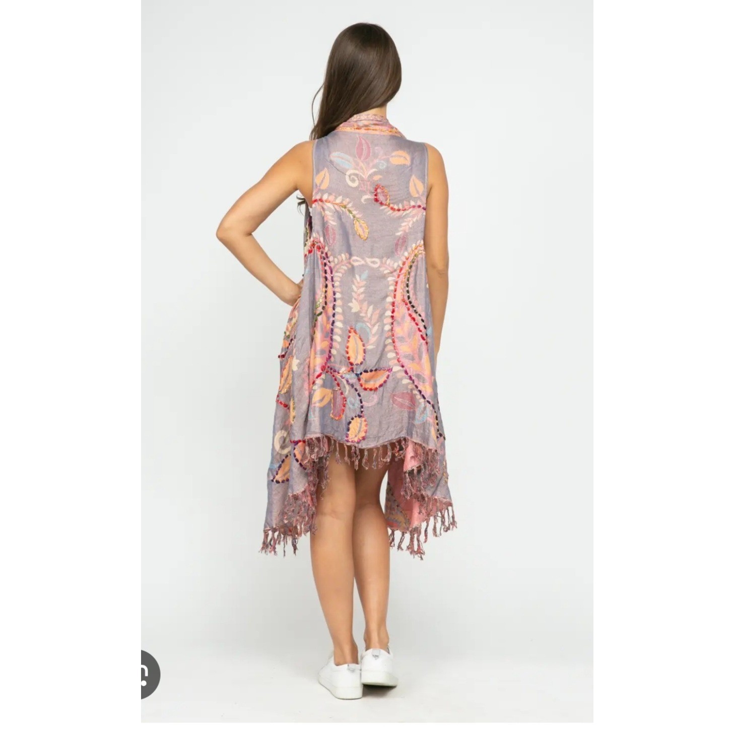 RAJ boho thick stich embroidered vest Kimono eclectic artsy hippie