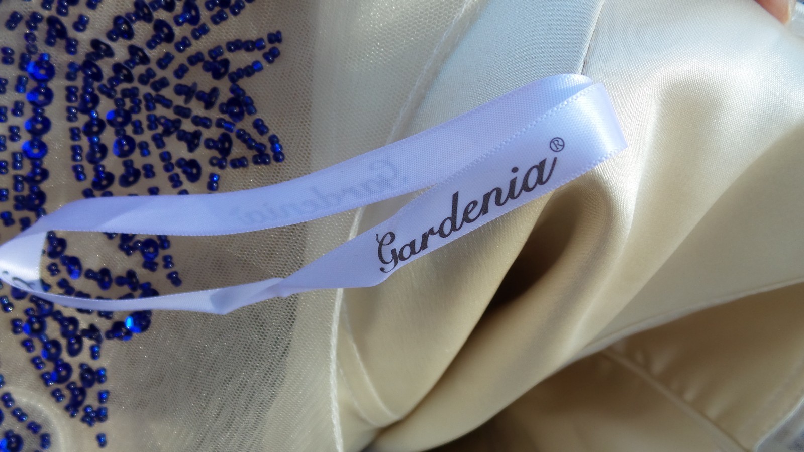 Vintage GARDENIA Blue Sequin Beaded Formal Cocktail Party Dress M/L