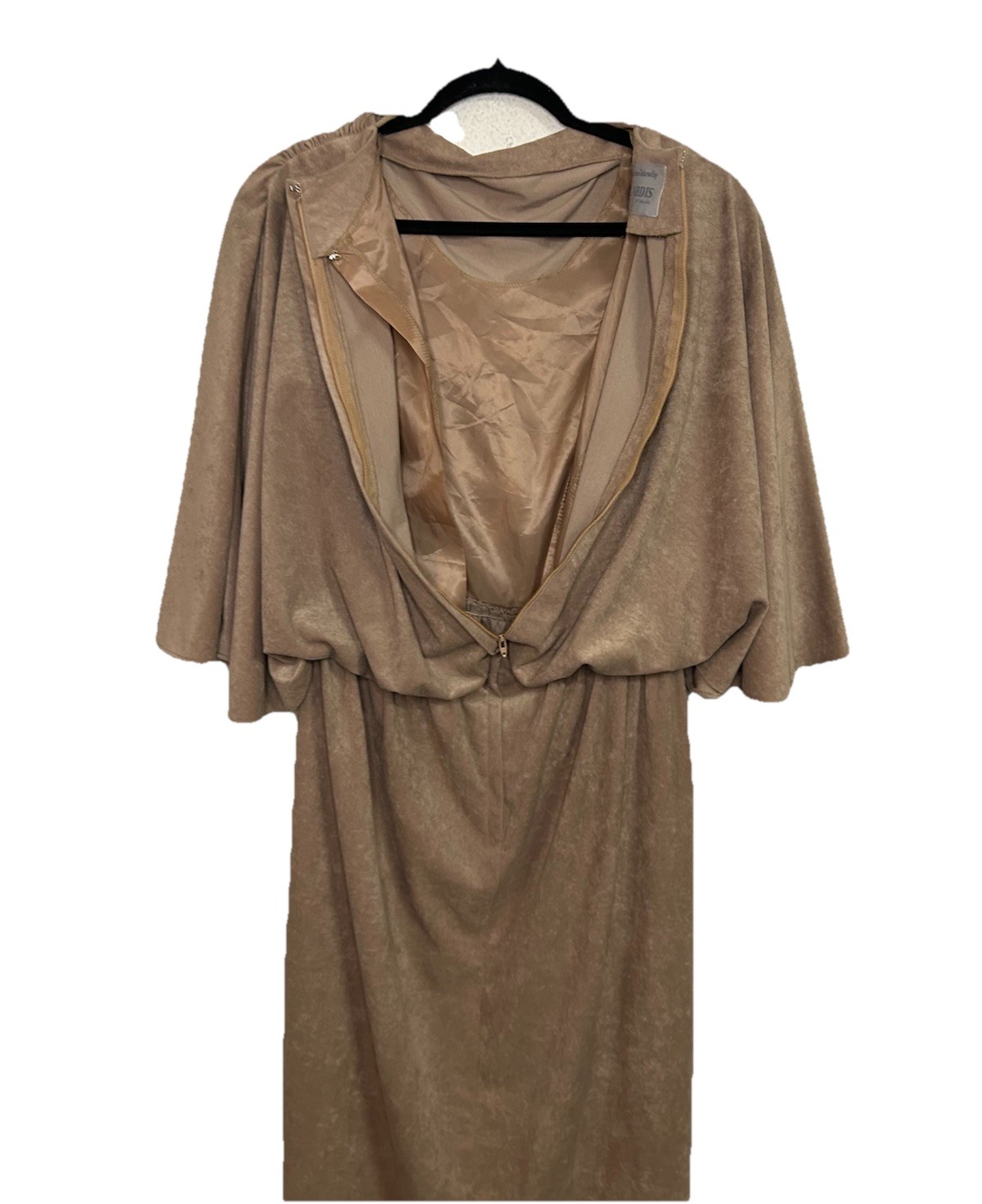 VTG Western Tan Suede Draped Midi Length Dress NARDIS OF DALLAS S/M