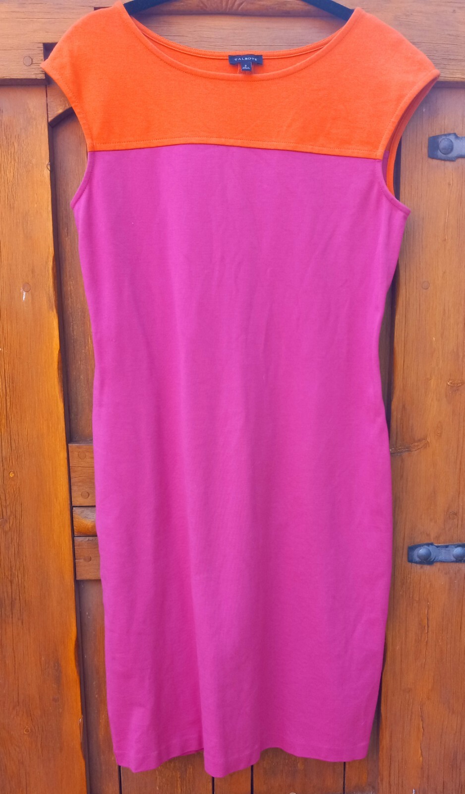 Talbots Vintage 2 Pink & Orange Rayon Nylon Spandex Shift Dress Fits Like 4/6