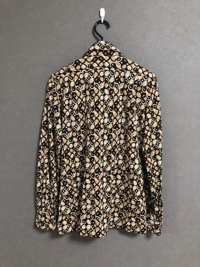 EMILIO PUCCI Vintage 60s Stretch Pattern Shirt Brown Multicolor Geometric Top