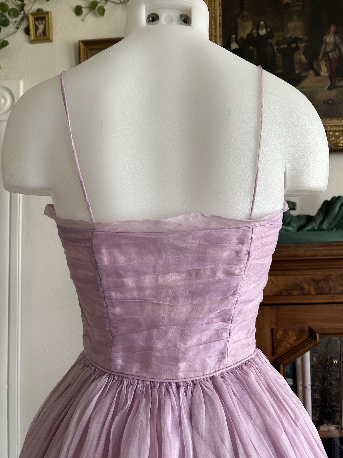 Vintage 1950s Lilac Emma Domb Lavender CHIFFON Organza Party Prom Cupcake DRESS