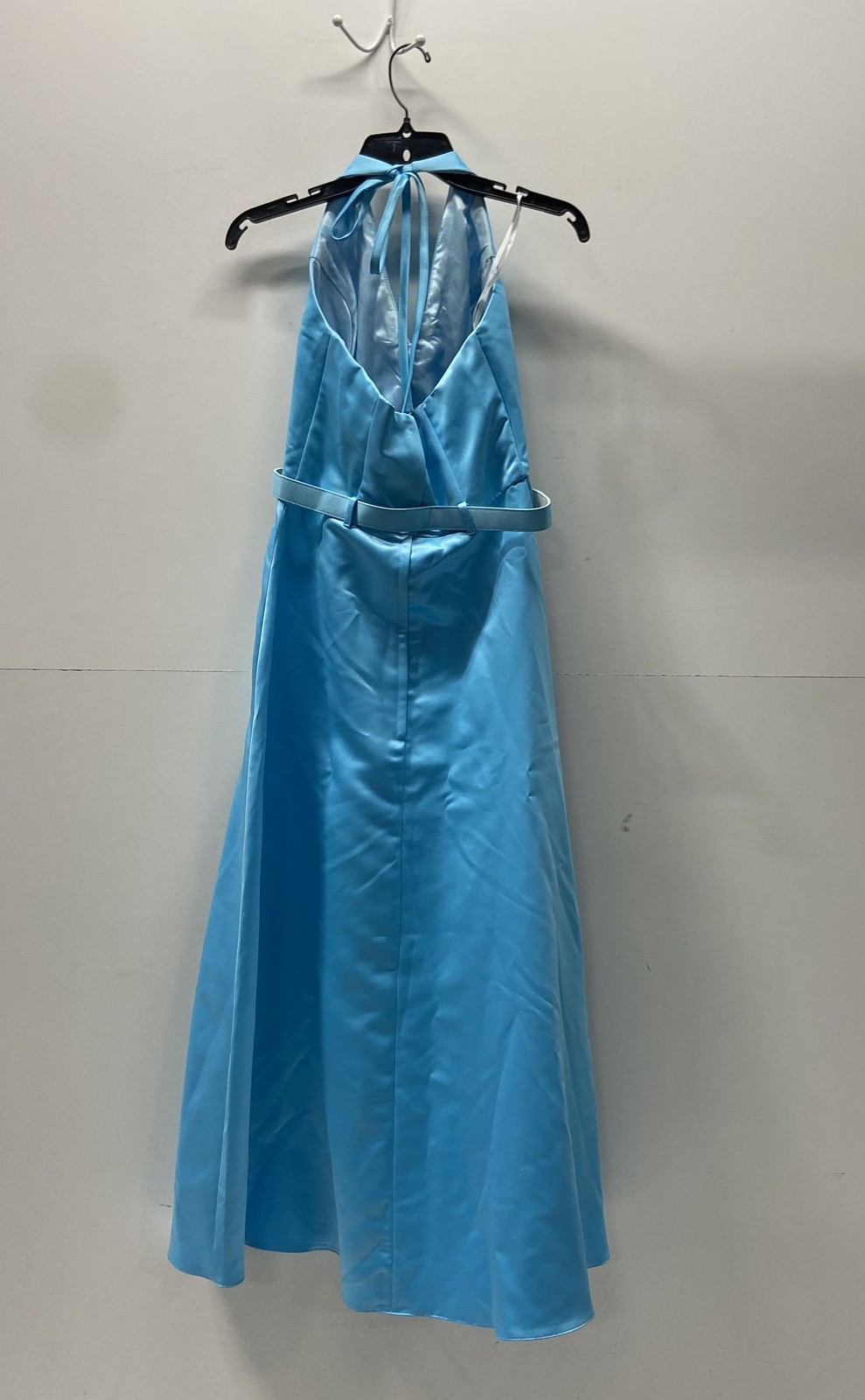 Scott McClintock Women&rsquo;s Blue Satin Halter Evening Gown Rhinestone Buckle Y2K 8