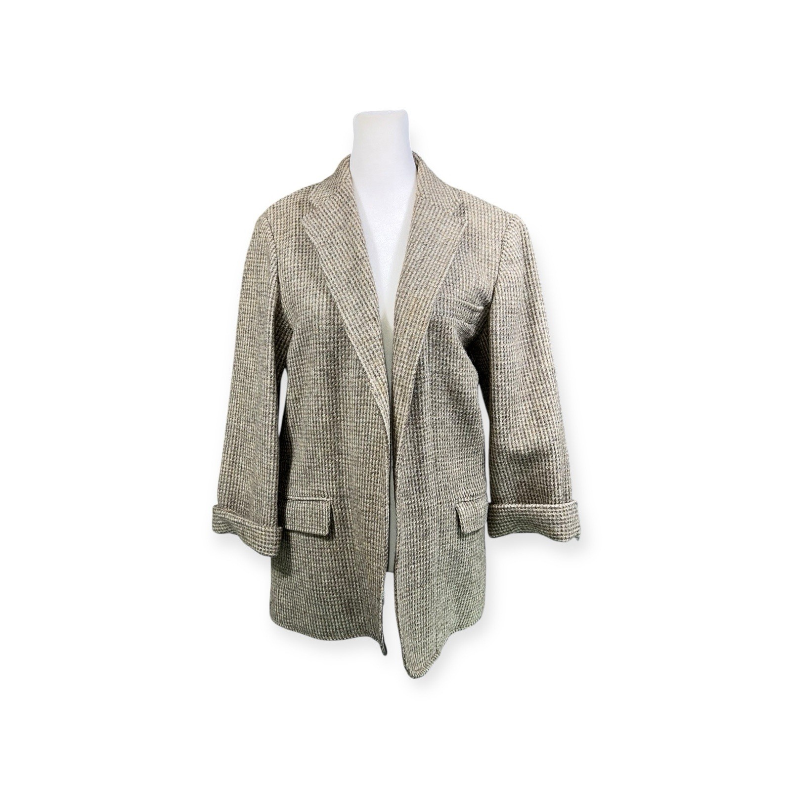 VTG PERRY ELLIS PORTFOLIO WOOL HOUNDSTOOTH SUIT JACKET BLAZER MOD GRUNGE PREPPY