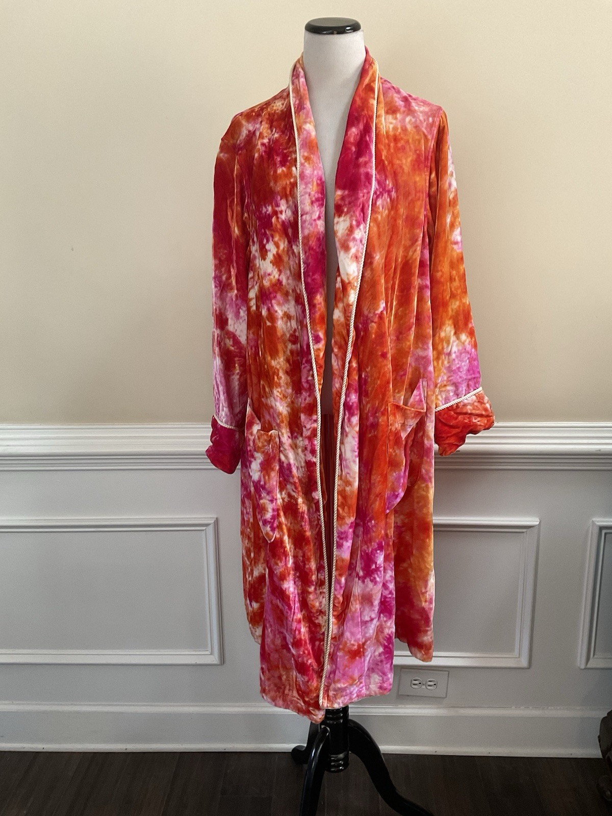 Todd Oldham Vintage Eclectic Tie Dye Vibrant Plush Chunky Robe One Size NO BELT