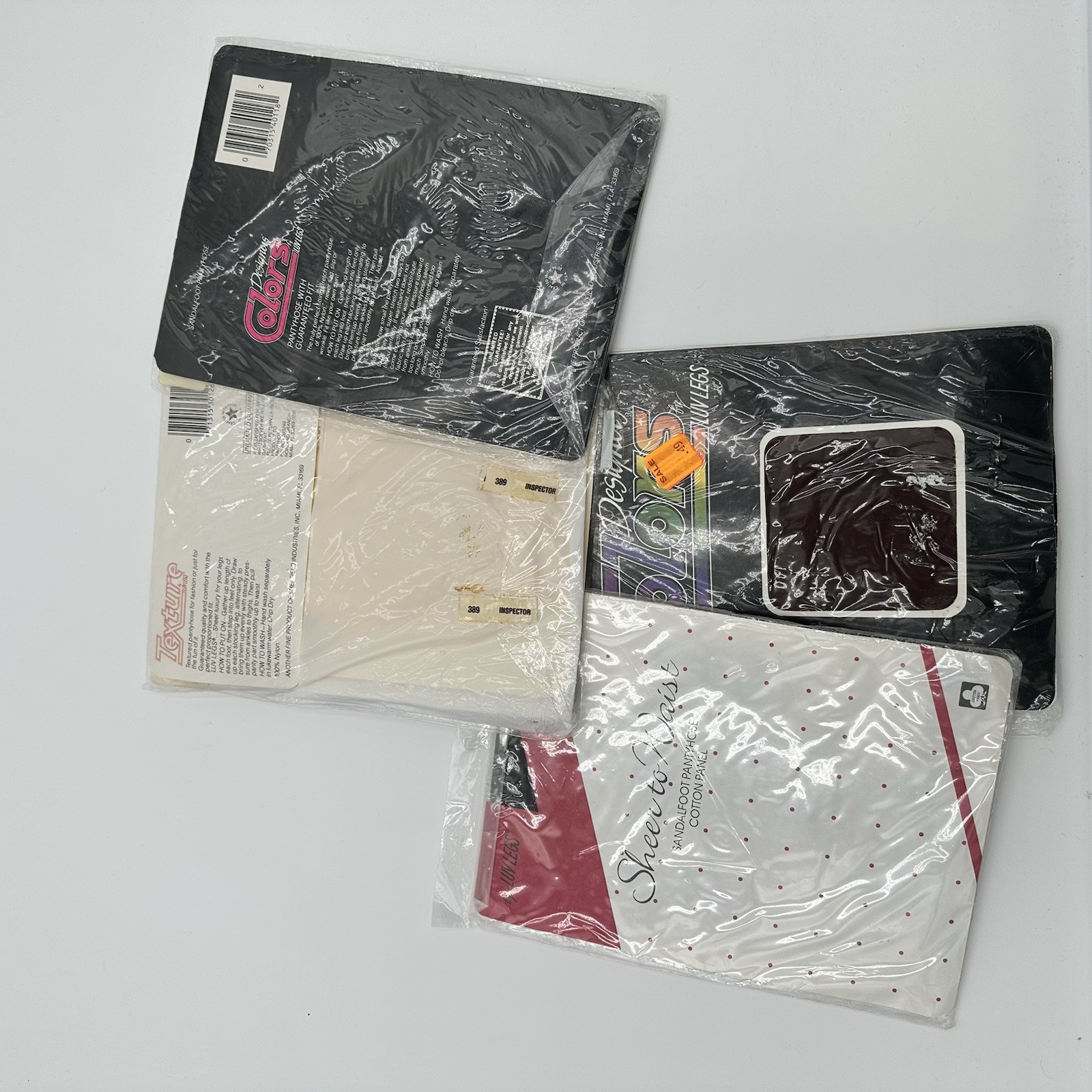 Nylons 4 Vintage Pair New In Pack 1980s M/L C5 Stockings Various Colors