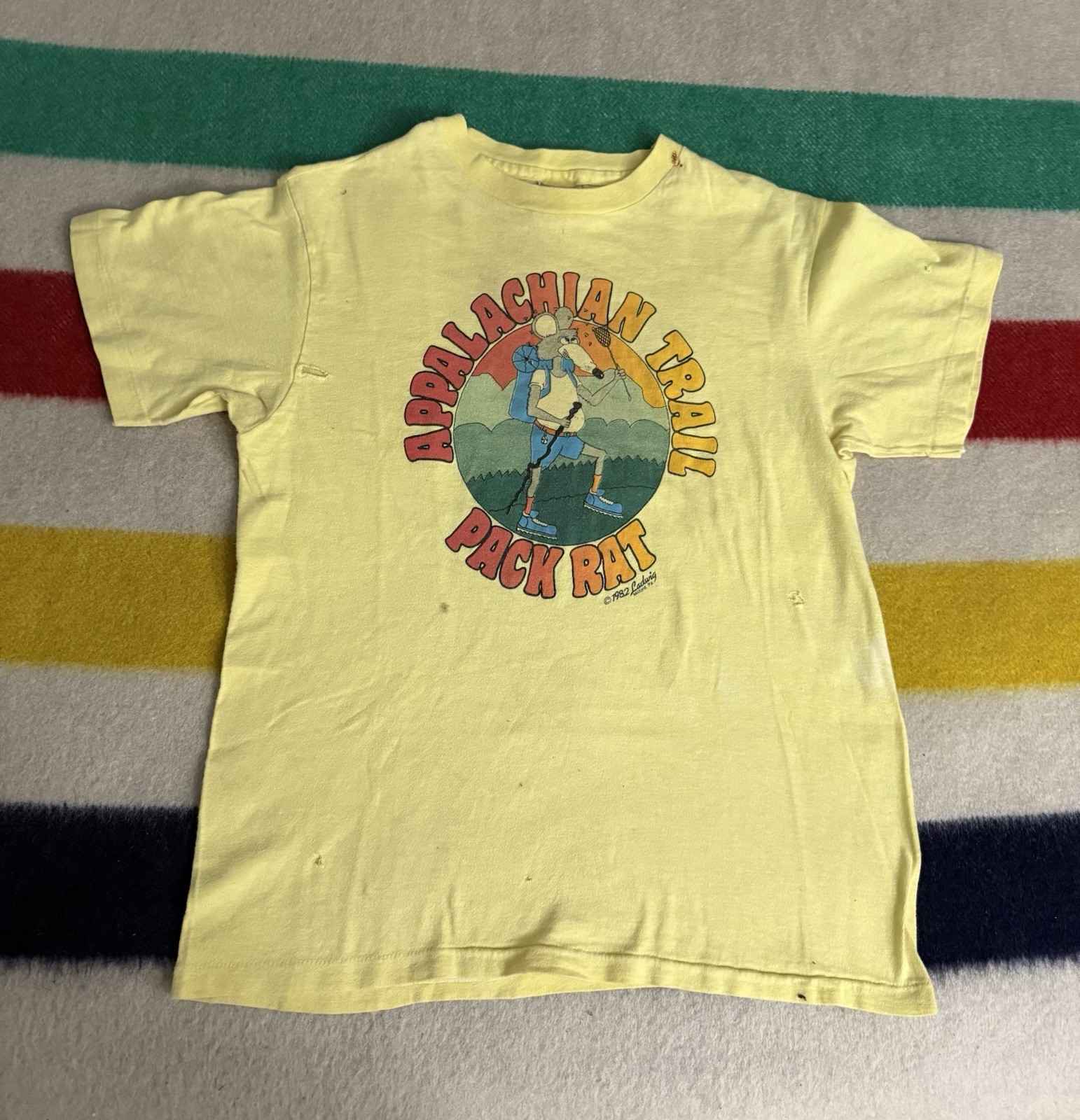 Vintage 80s 1982 Appalachian Trail Maine Georgia Pack Rat Hiking Shirt Small S