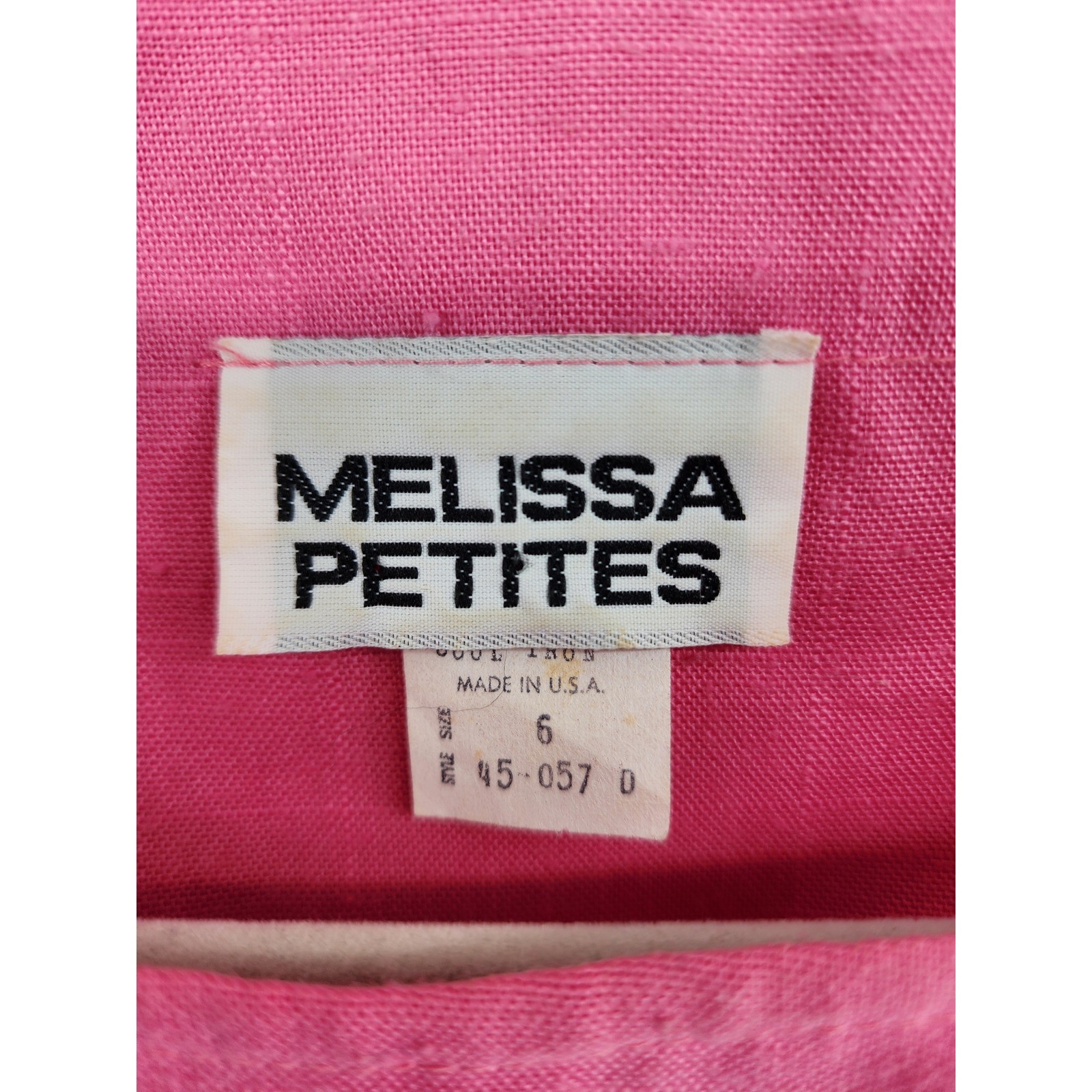 Melissa Petites Vintage 80s Pink Button Shoulder Belted Midi Dress Womens Size 6