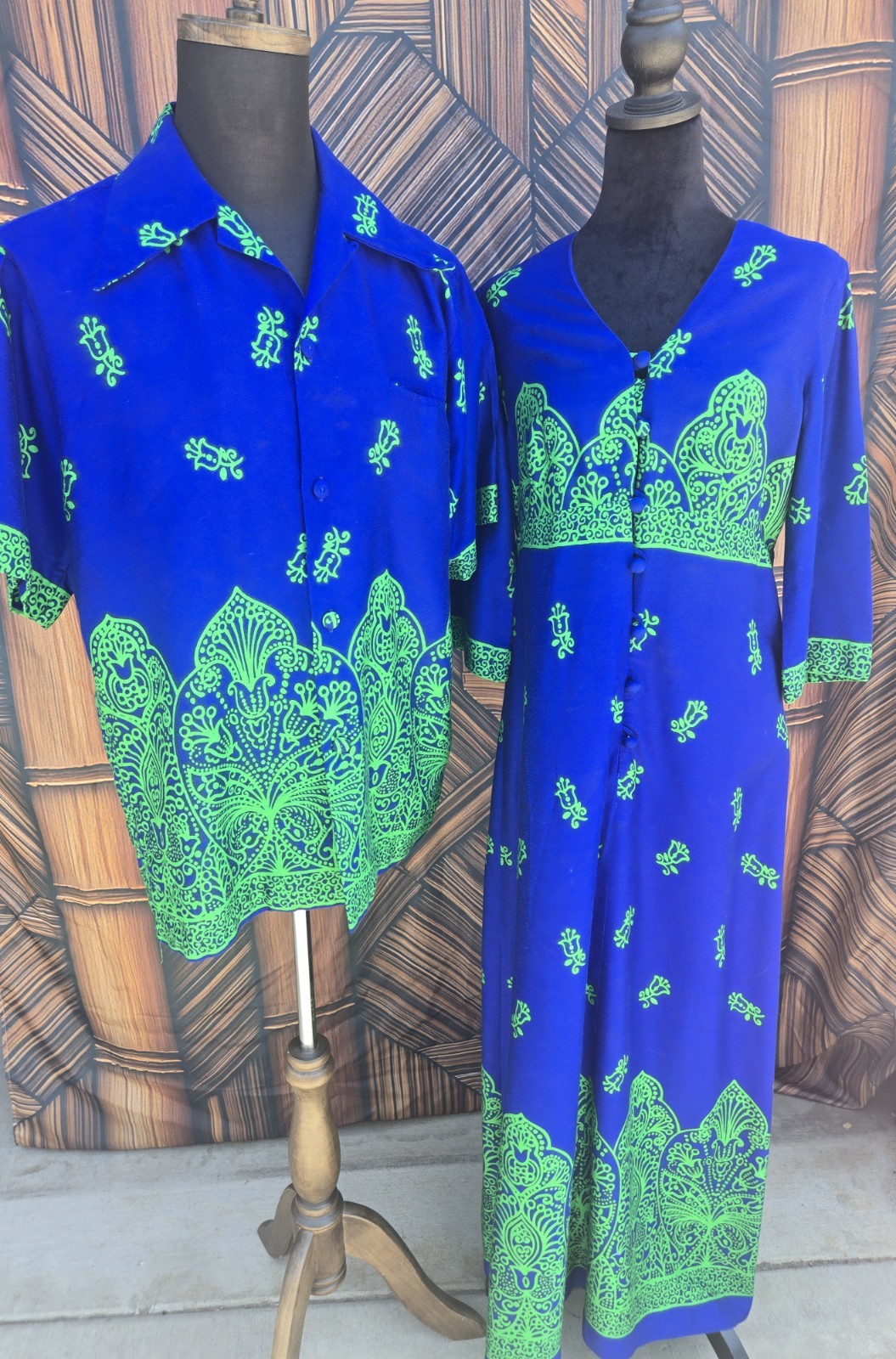 Vintage Sears Hawaiian/Kimo&rsquo;s Polynesian Aloha Honeymoon Dress & Shirt Set w6054
