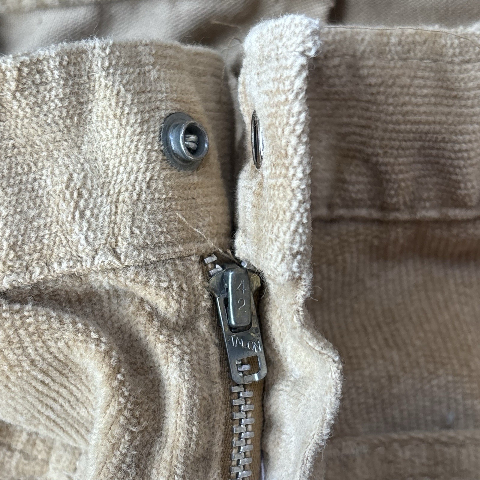 VTG Plush Bottoms Bell Bottom Snap Fly Pants Boho Hippy 27×31 Khaki Twill 70s