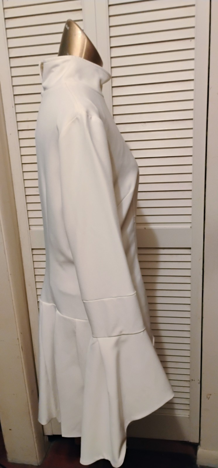 Funky Vintage 80s White Space Age Disco Bell Sleeves Pat Richards Mini Dress M L