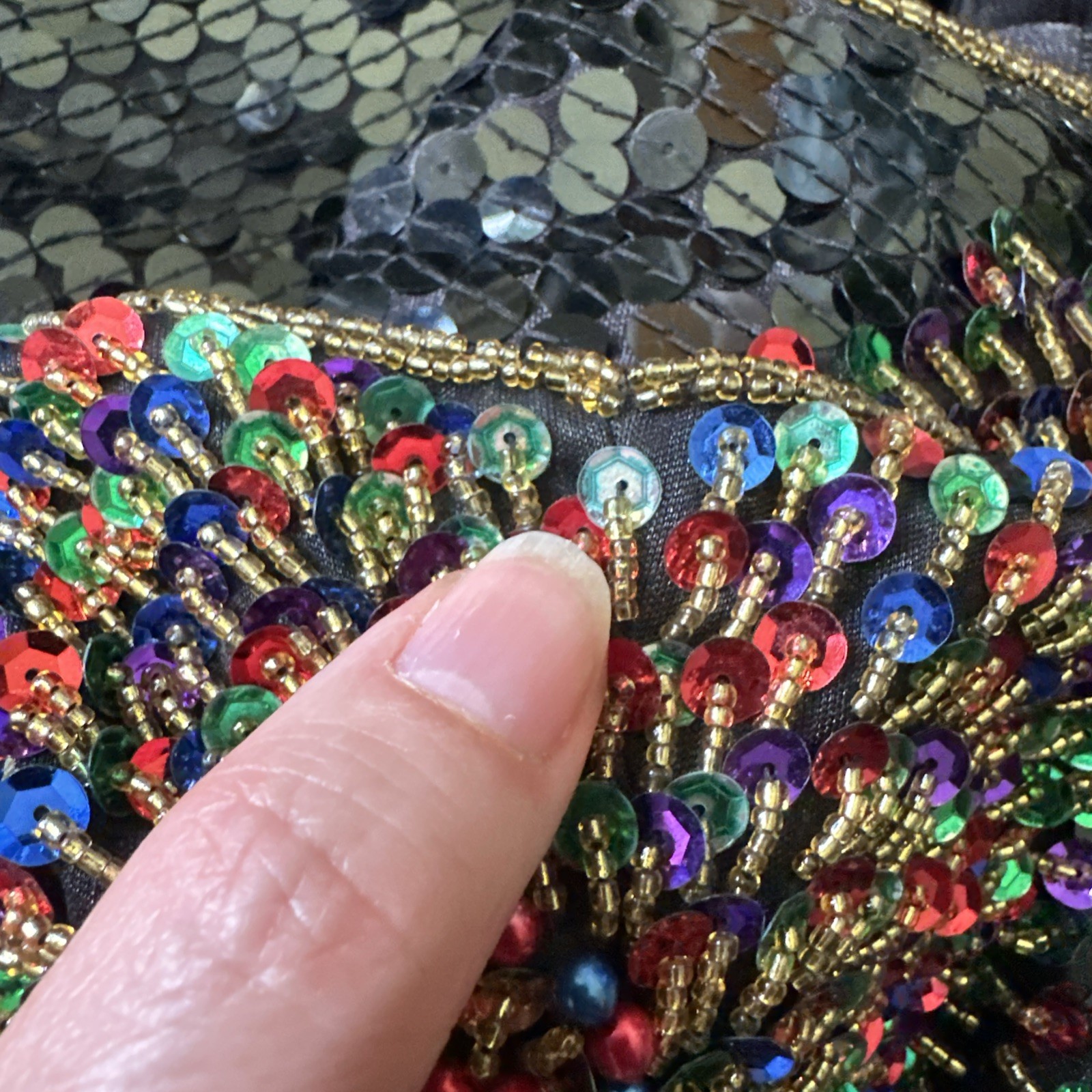 Vintage 80’s Fireworks Sequin & Beaded Keyhole Dress