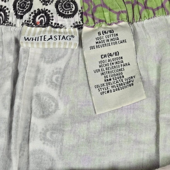 VTG y2k boho cottage patchwork midi prairie skirt / 4/6 S / Cotton / White Stag