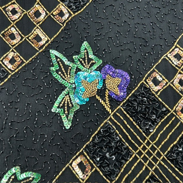 Vintage Michael Edwards Hand Beaded Sequined Floral Evening Jacket