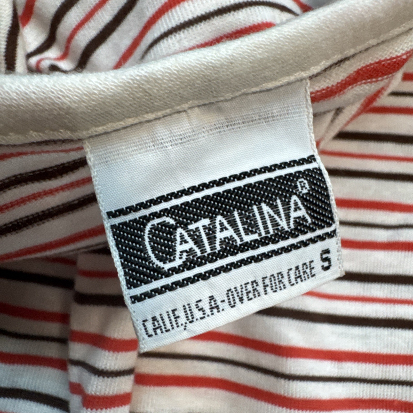 Vintage 70s Catalina Striped Bubble Hem Top Bow Tie Sleeves Womens S Red White