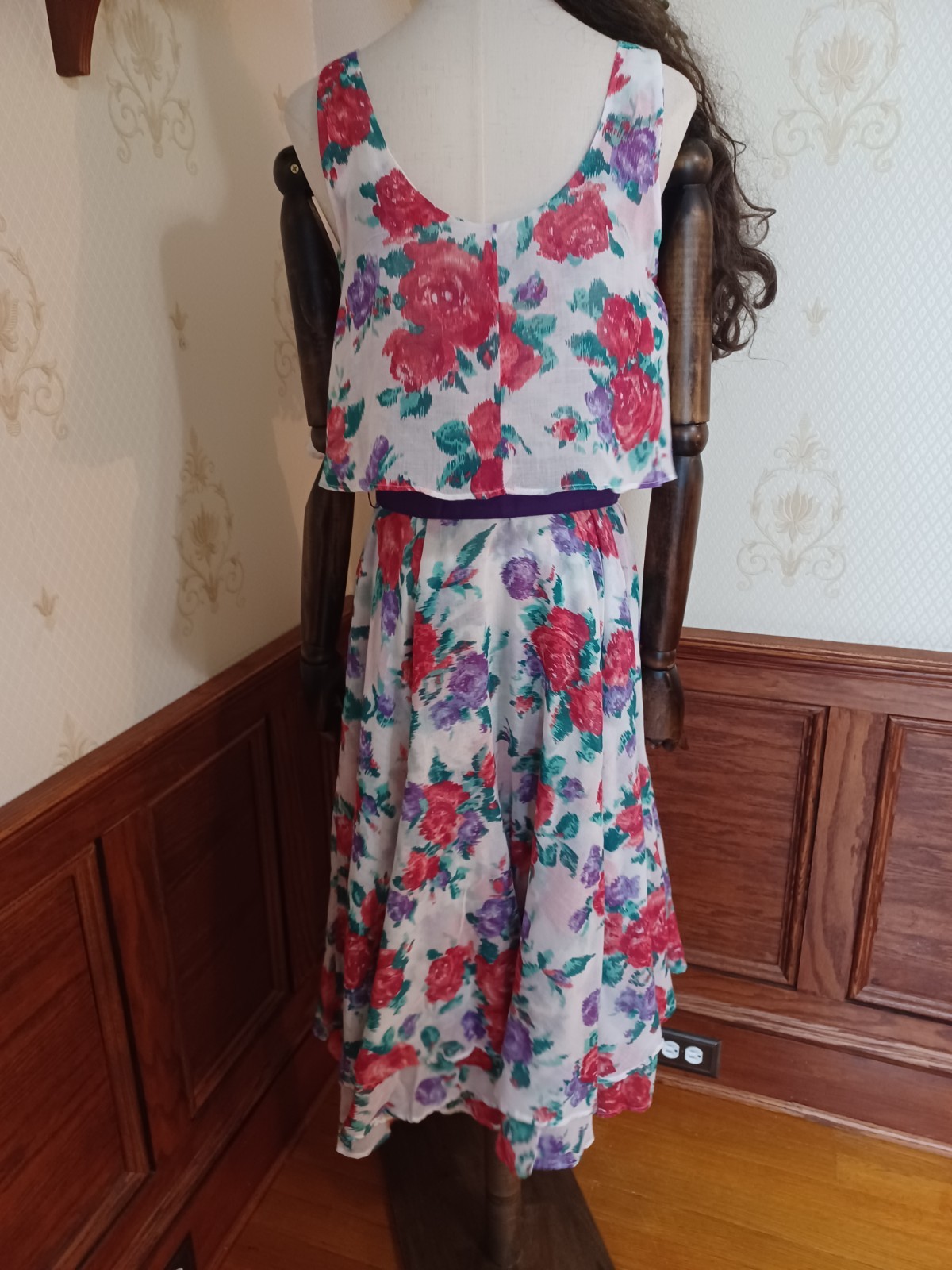 Vintage 1980s L. Rothschild Floral Print Tiered Cottagecore Prairie Tea Dress