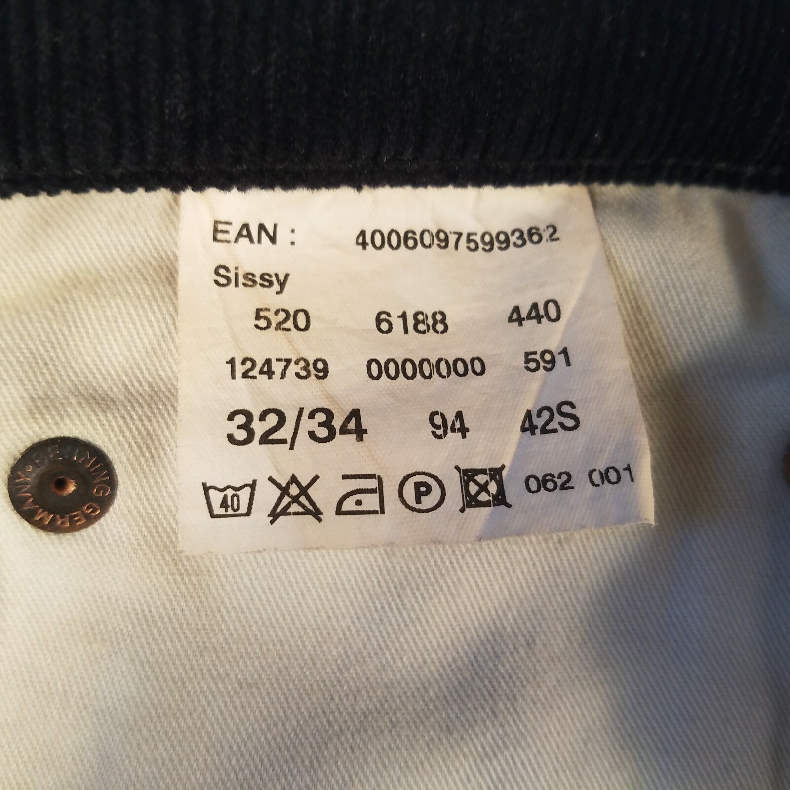 Mustang Corduroy Jeans Wide Leg Black 32 x 34 Vintage Germany