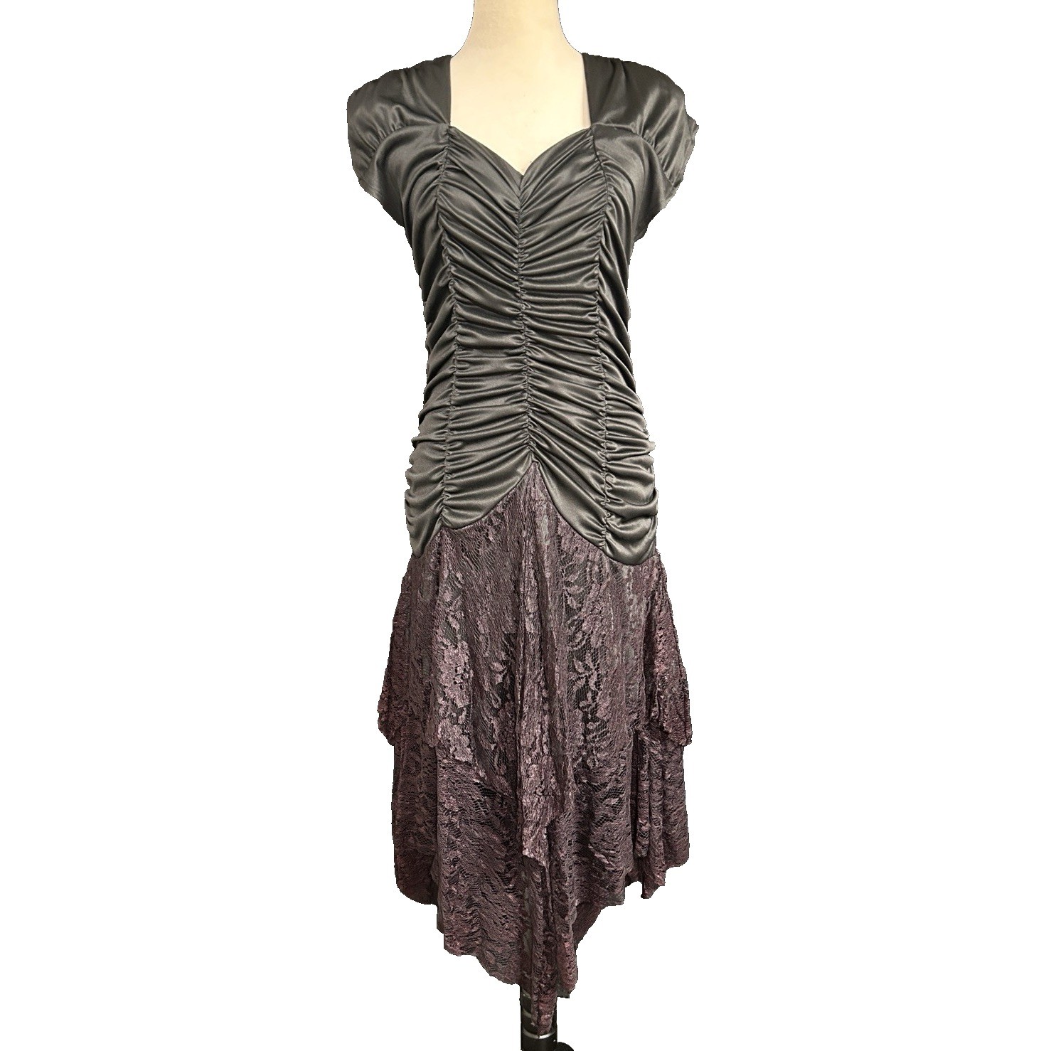 Vintage 80s Isadora Dress Womens Black Formal Prom Lace Goth Witchy 11-12 Jr