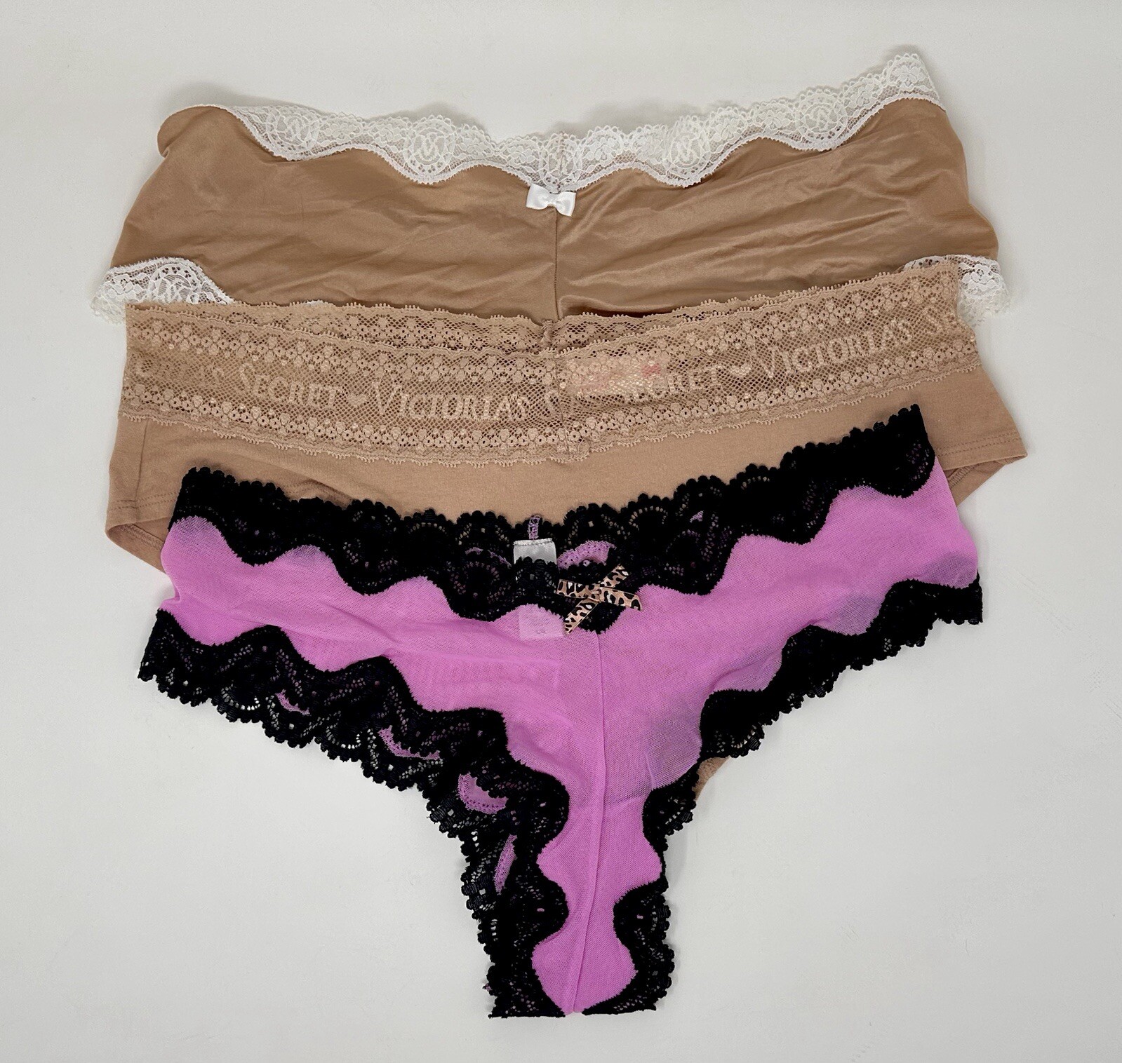 Lot of 3 Victoria&rsquo;s Secret VTG Cheeky (2) & Bikini (1) Cotton Sexy Panties Large