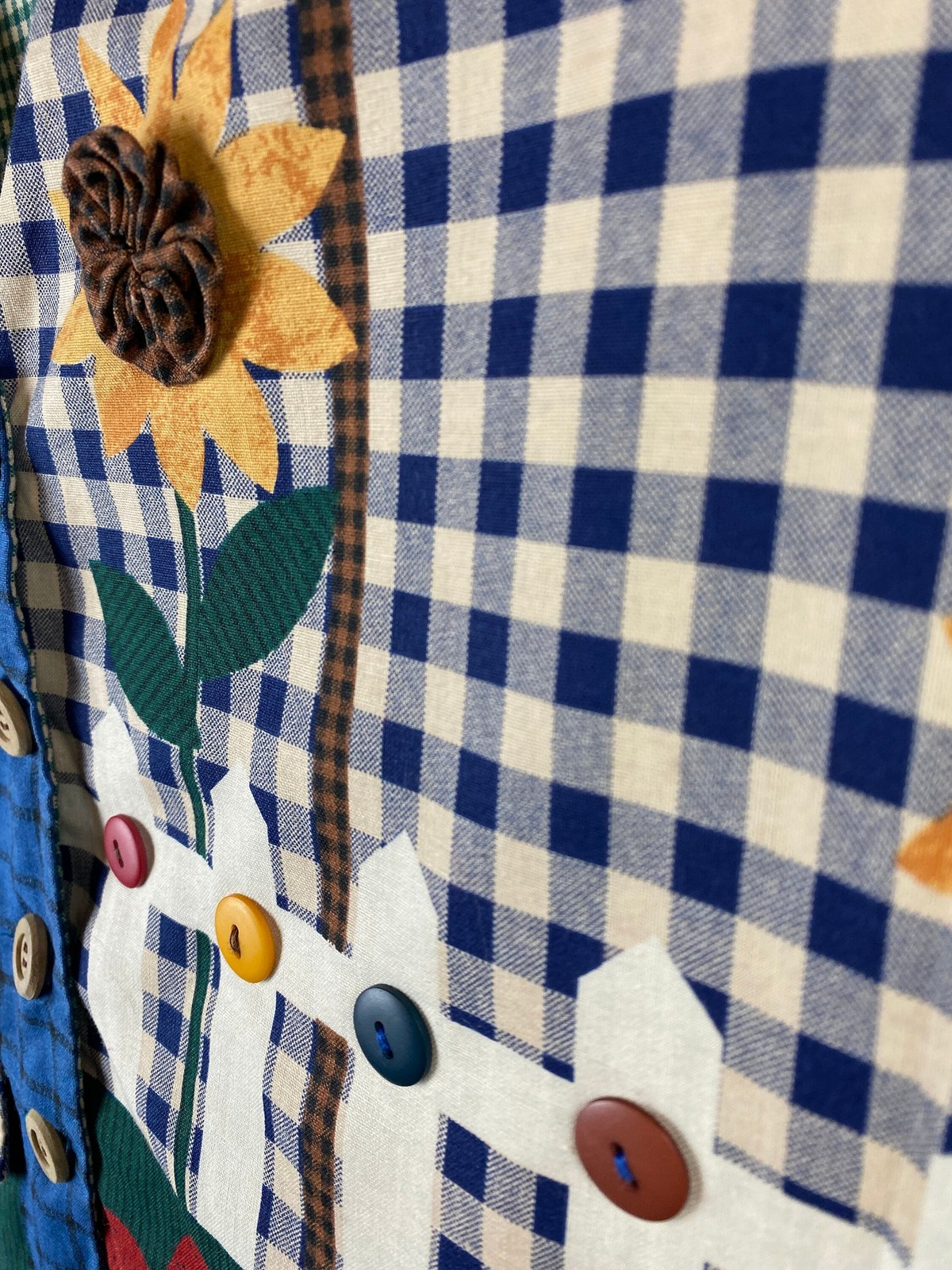 Handmade Sunflower Applique Vest – Grandma Core