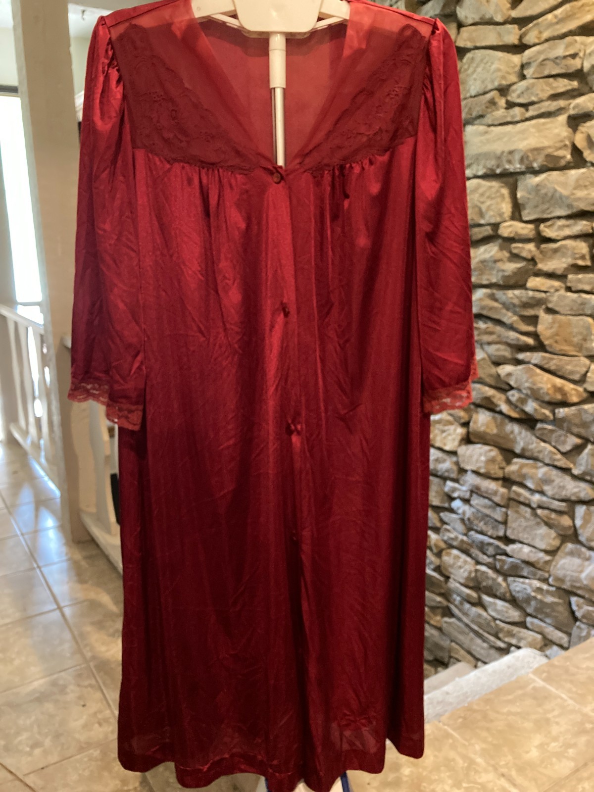 Lorraine 100% Nylon Button-down Nightgown Robe Large Knee Length USA Made VTG