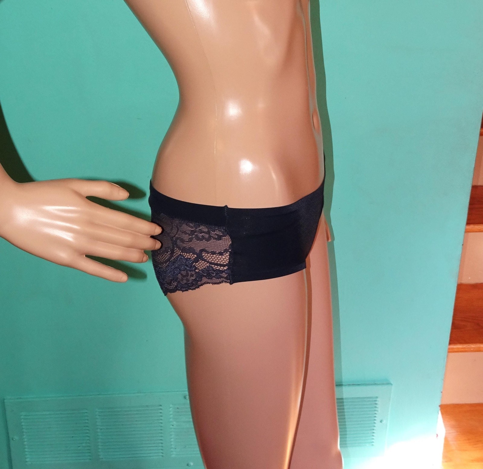 Marilyn Monroe Black Hipster Panties with Sheer Lace Butt size S risque