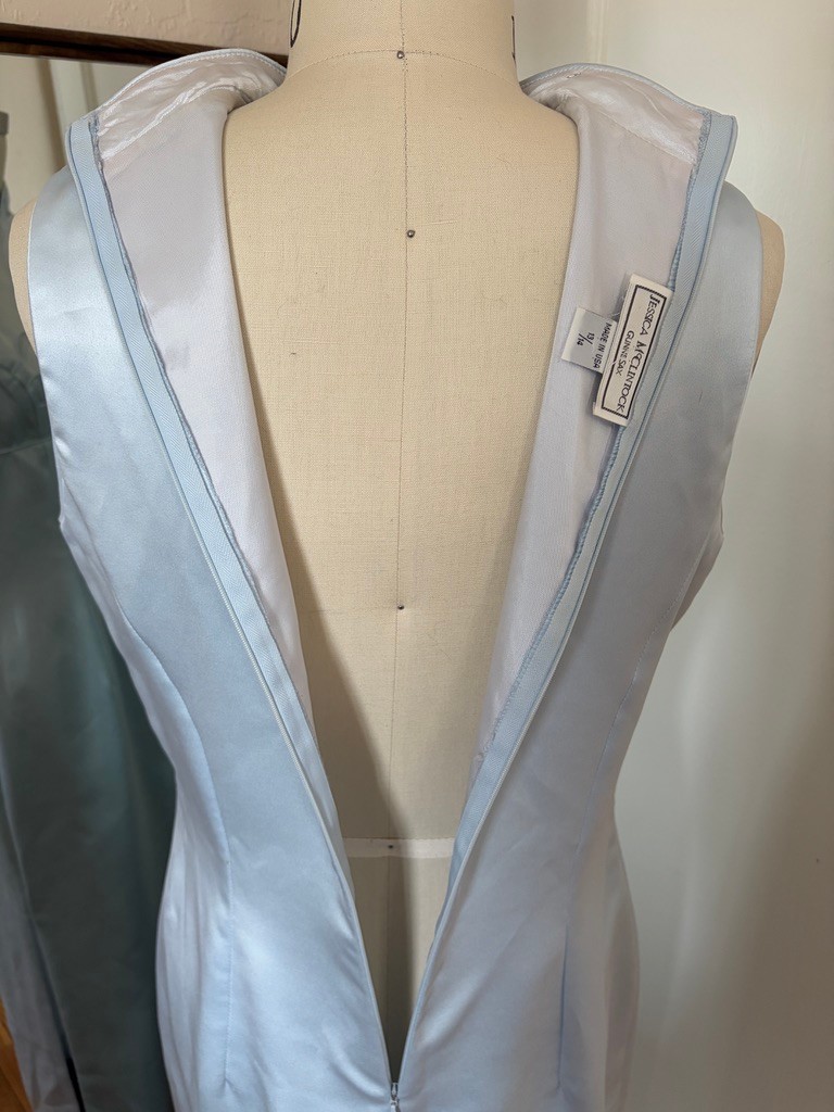 Jessica McClintock Gunne Sax Baby Blue Cheongsam Style Gown Sz 13/14 Y2K USA