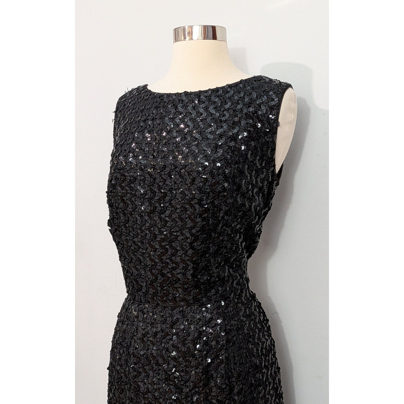Carol Brent 50s Black Sequined Wiggle Dress