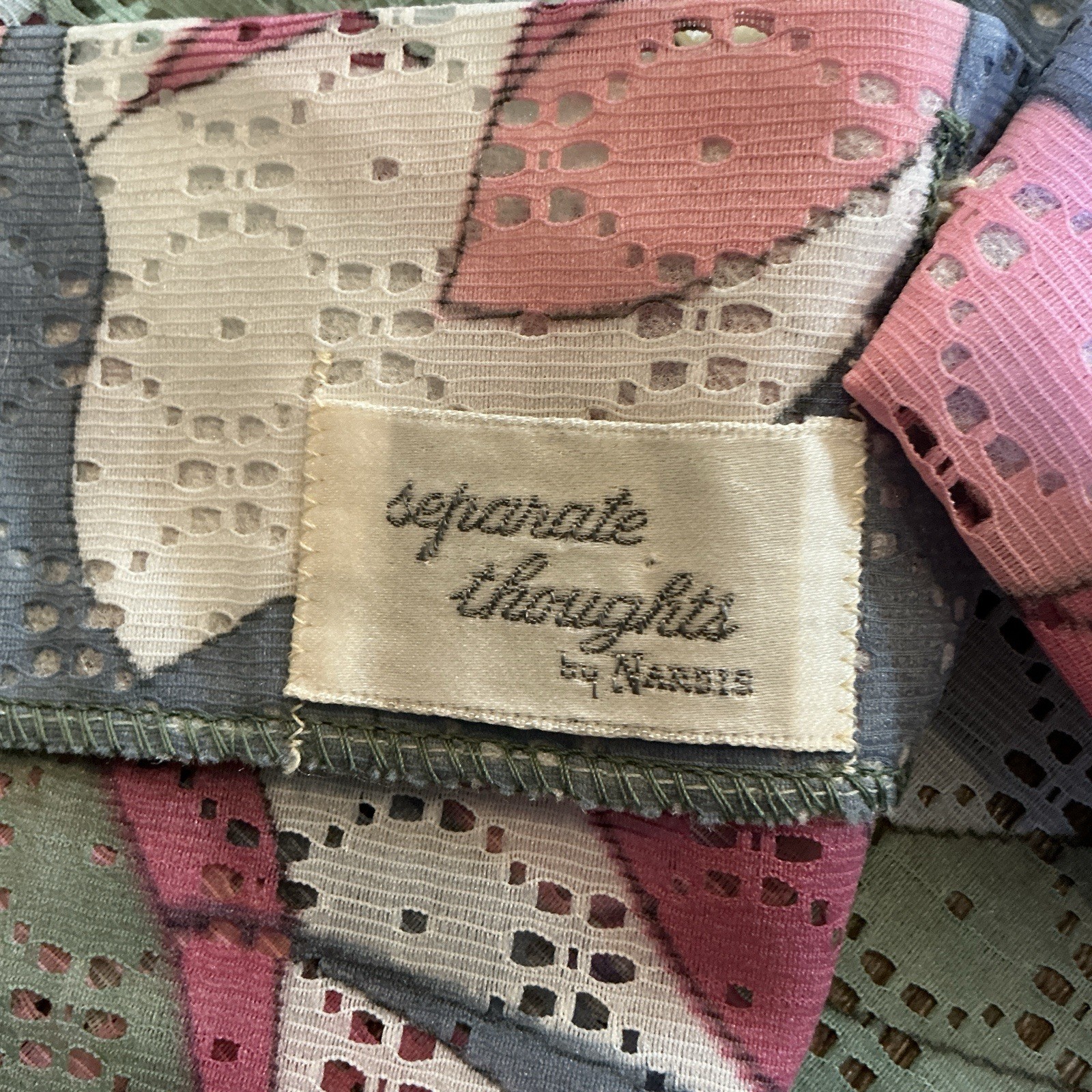 VINTAGE Separate Thoughts by Nardis Eyelet Floral Blouse Sz S/M Pink Green #41E6