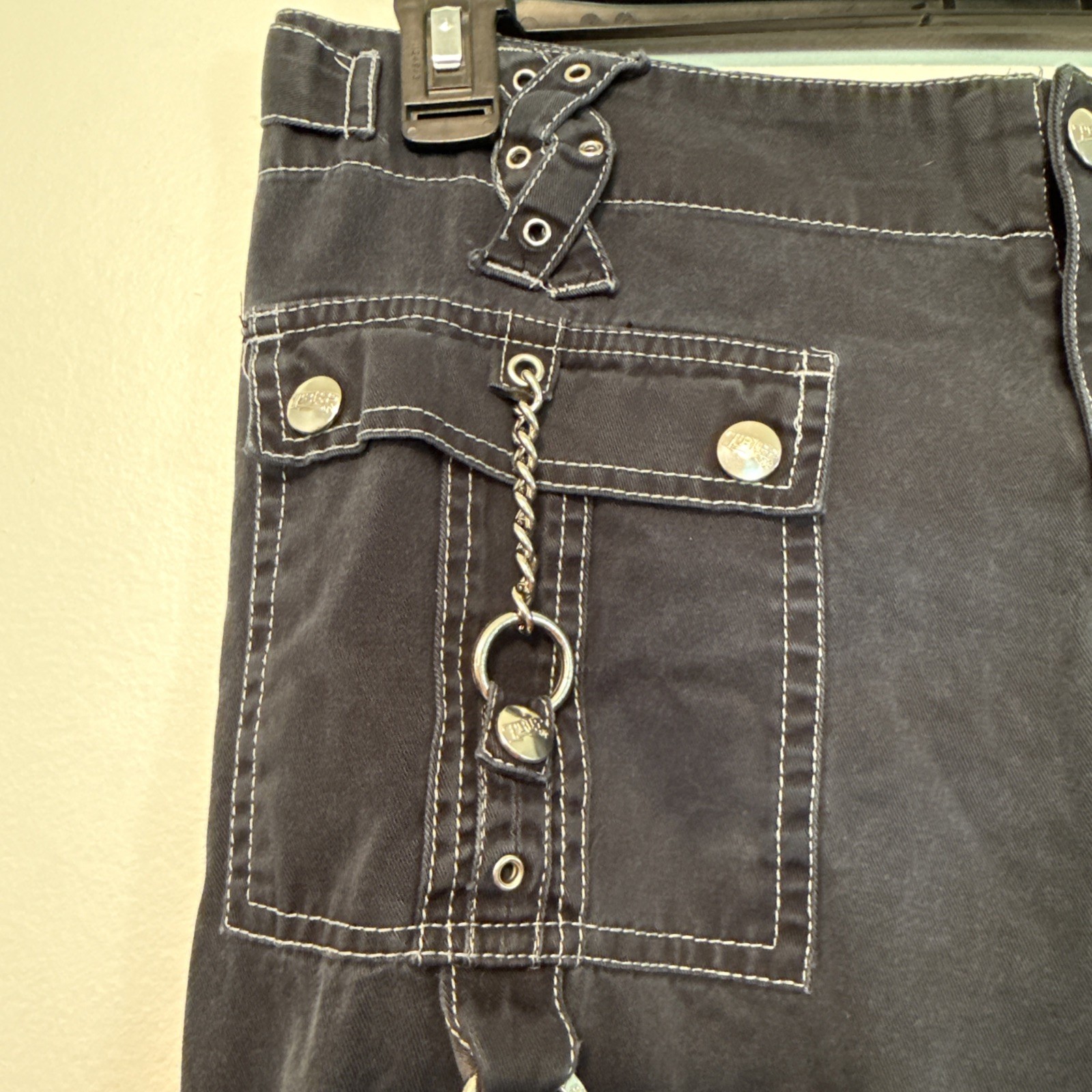 Rare Y2K Tripp NYC Goth Punk Bondage Pants Zip Off Women Size 11 Chain Wide Leg