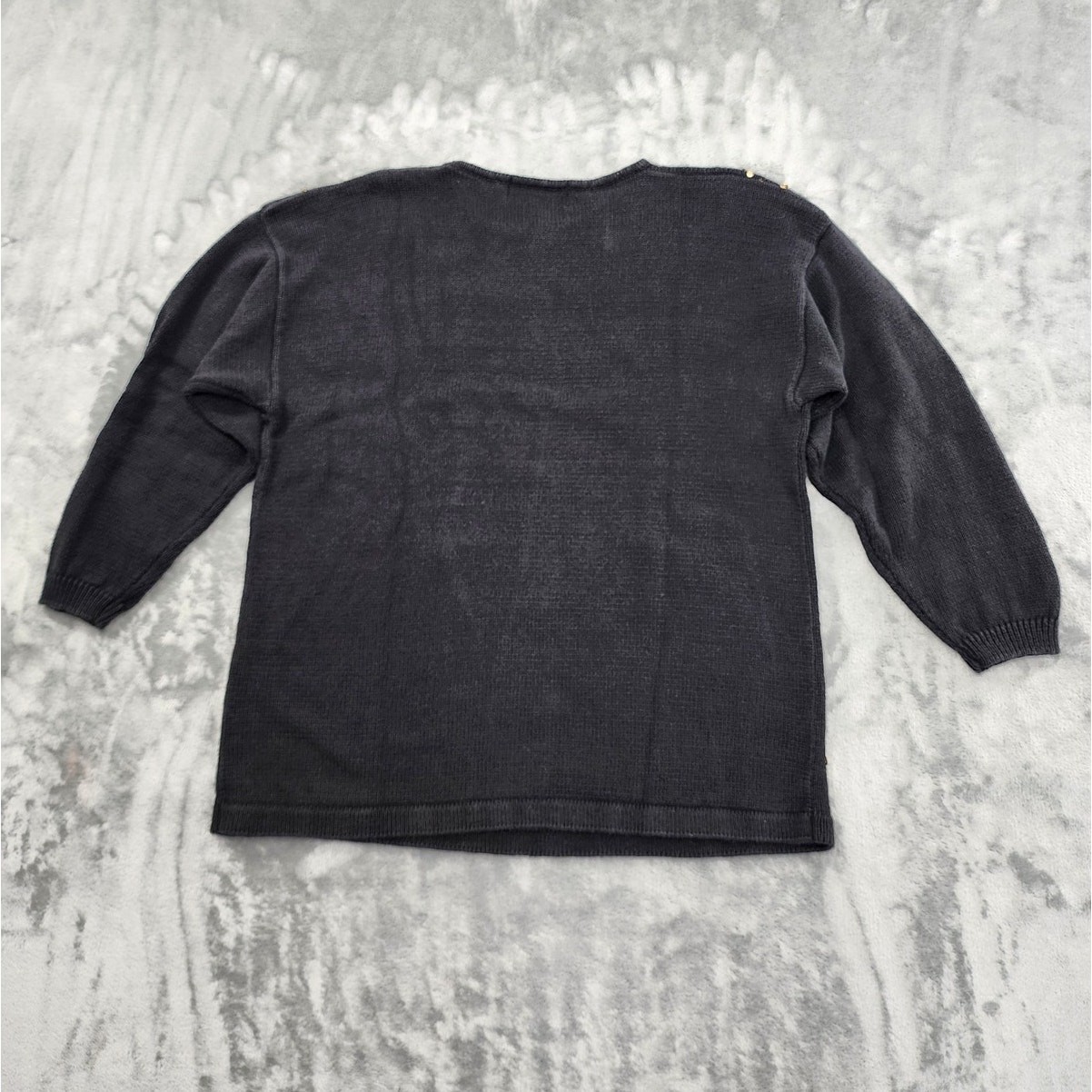 Vintage Work in Progress Sweater Womens L Black Gold Beaded Sequins Diamond Bows