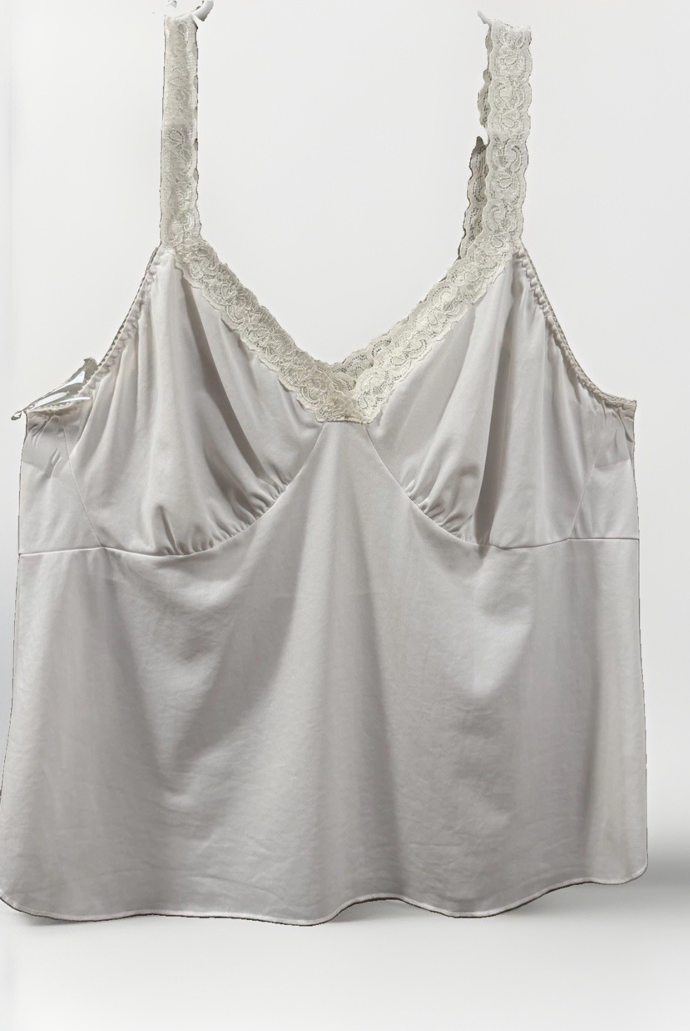 Cabernet 70s Vintage Ivory Camisole Slip Top Tank Sz 42 Stretch Lace USA XL
