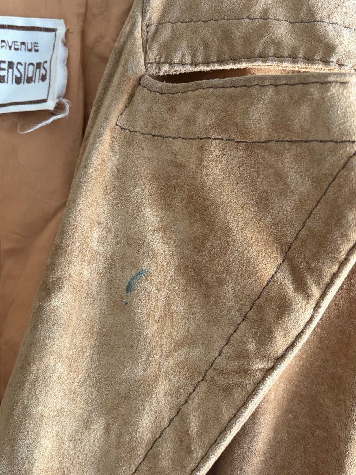Vintage SAKS FIFTH AVE Young Dimensions Wrap Ultra Suede ? Trench Coat Tan Color