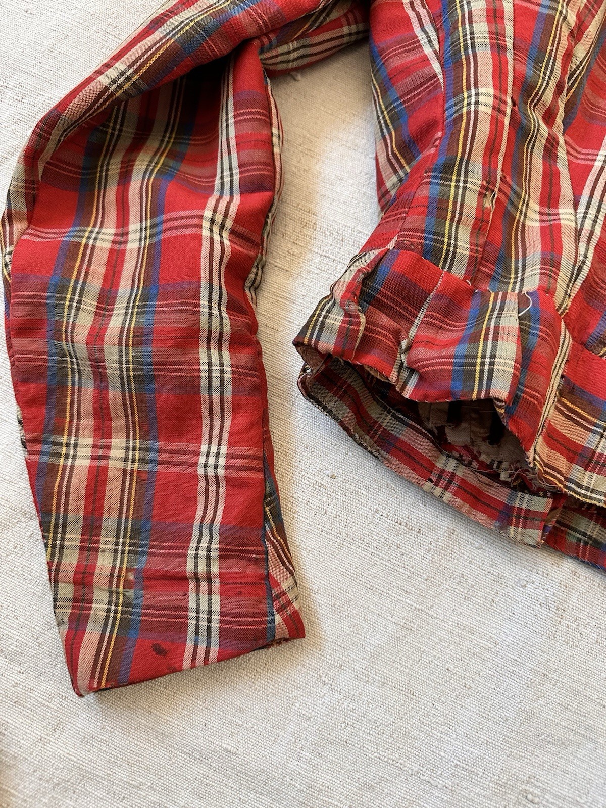 Victorian Antique 1880s Red Plaid Western Corset Top Jacket Womens XXS