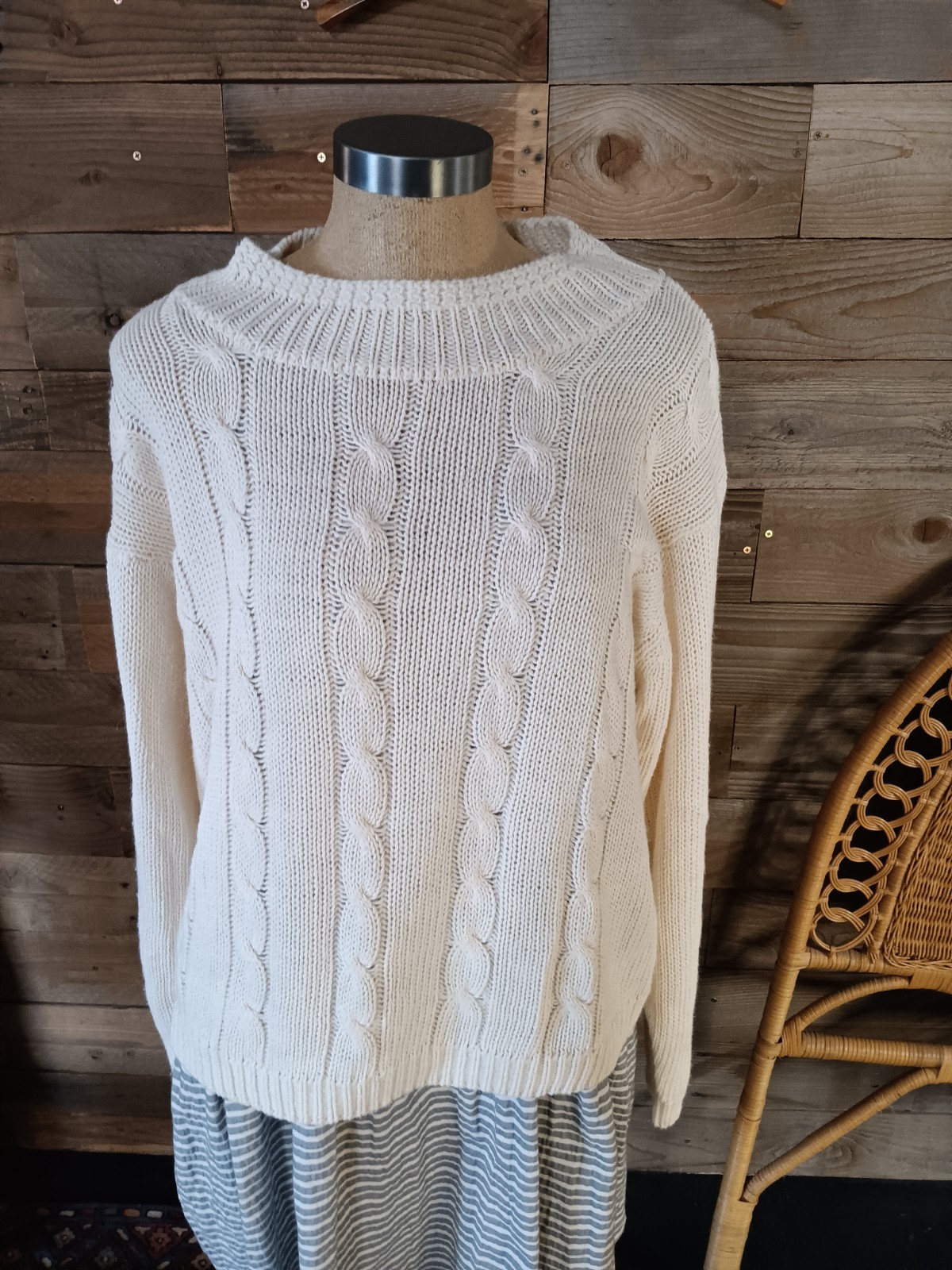 Vintage Picket & Post Sweater Wmn&rsquo;s Sz. 24W Cable Knit Plus Size Fisherman Core