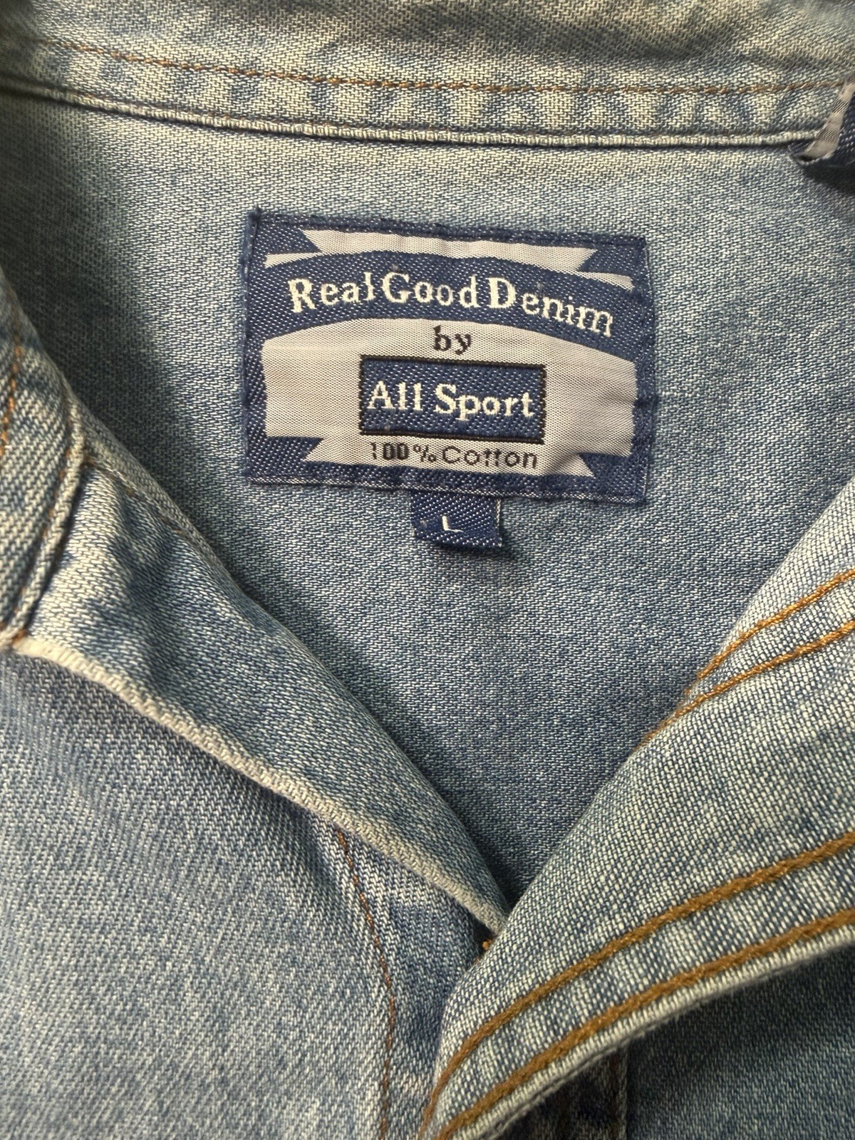 100% Cotton Denim Vintage Workwear Cowgirl Grandma Cottage Traditional Size L