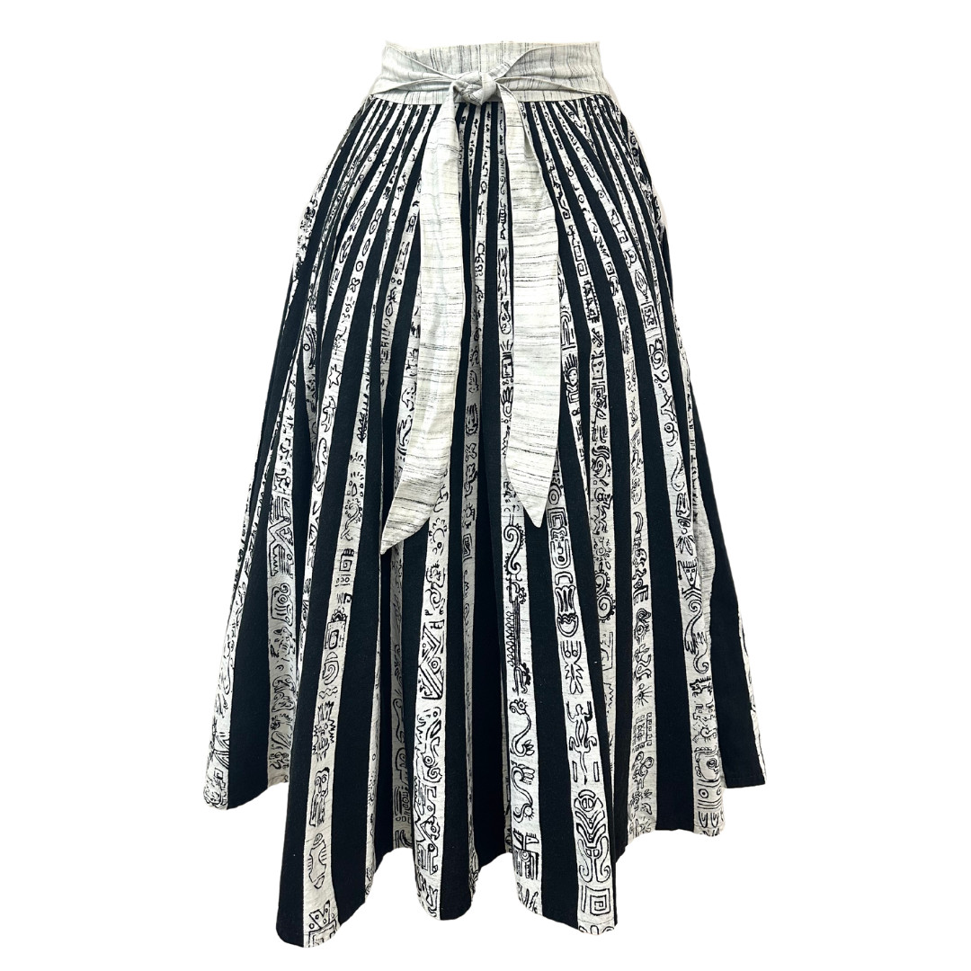 Vintage Lavable 1950s Full Circle Mexican Artistic Abstract Symbol Skirt