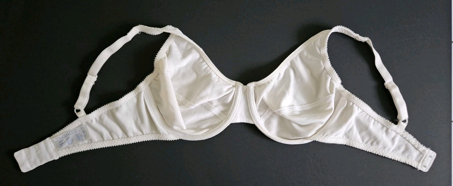 Vtg 90&rsquo;s Vassarette White Ribbed Satin Unlined Underwire Bra 75-177 Seamed 36D