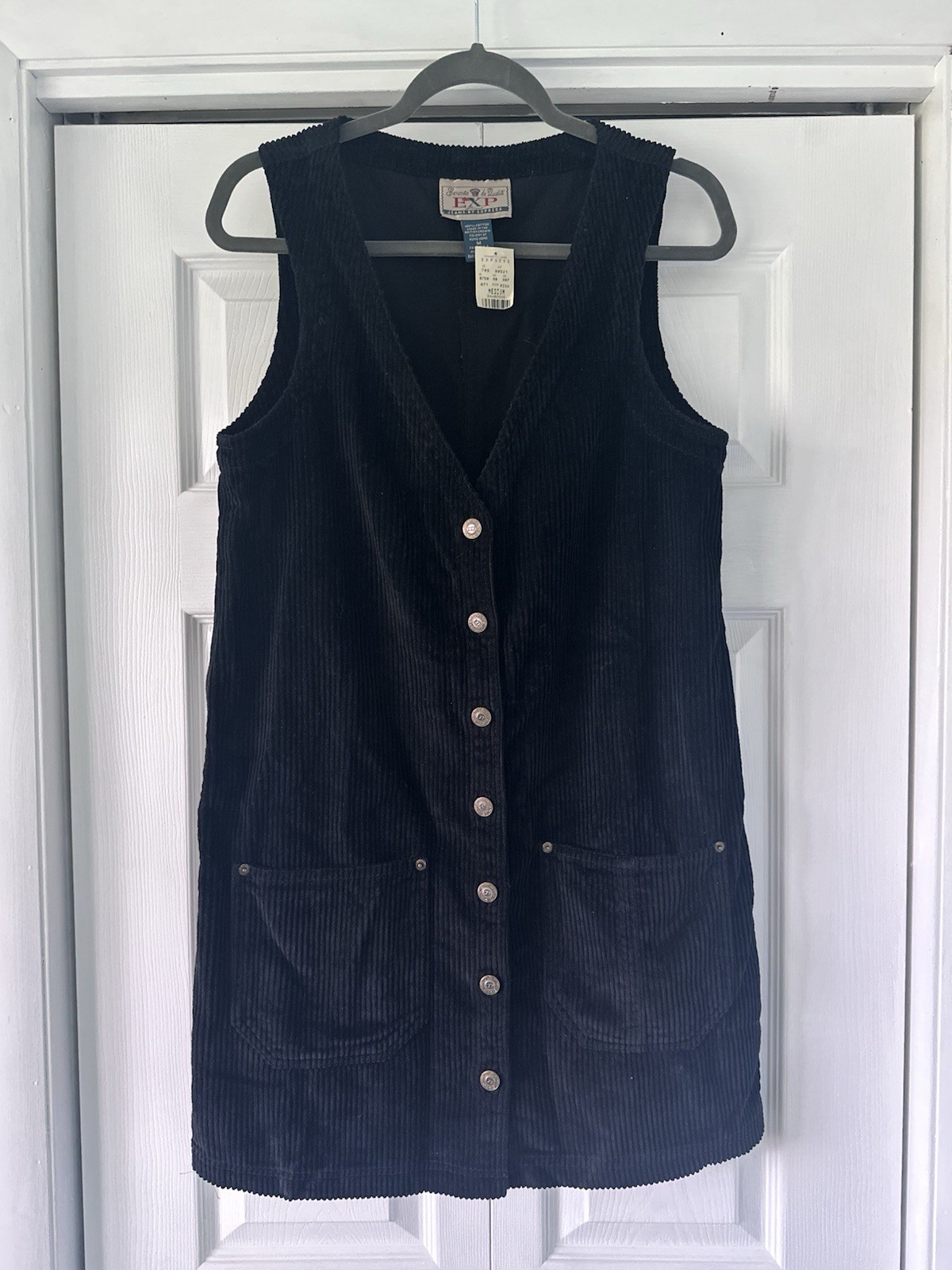 NWT Vintage Express Corduroy Jumper Black M Dress 90’s Y2K Academia Butter Mom